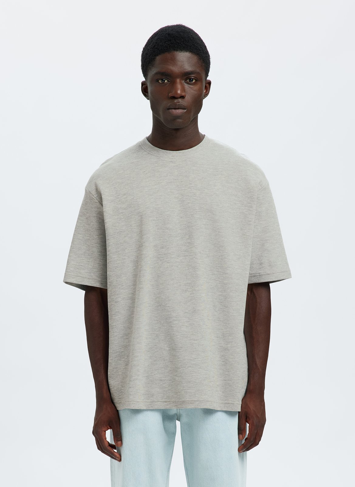 Oversized organic cotton blend t-shirt SELECTED Grey