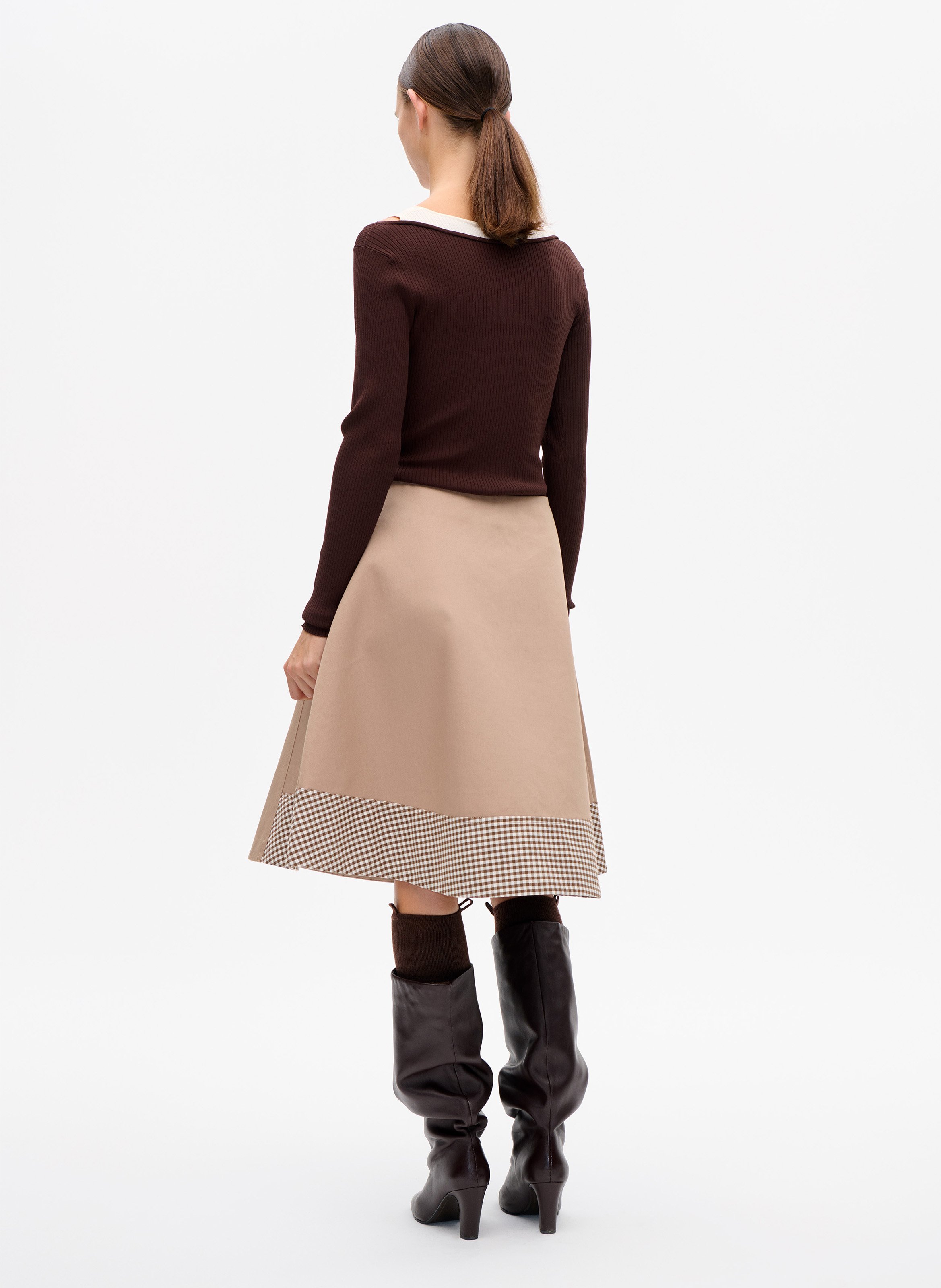 Organic cotton midi skirt BAUM UND PFERDGARTEN Brown
