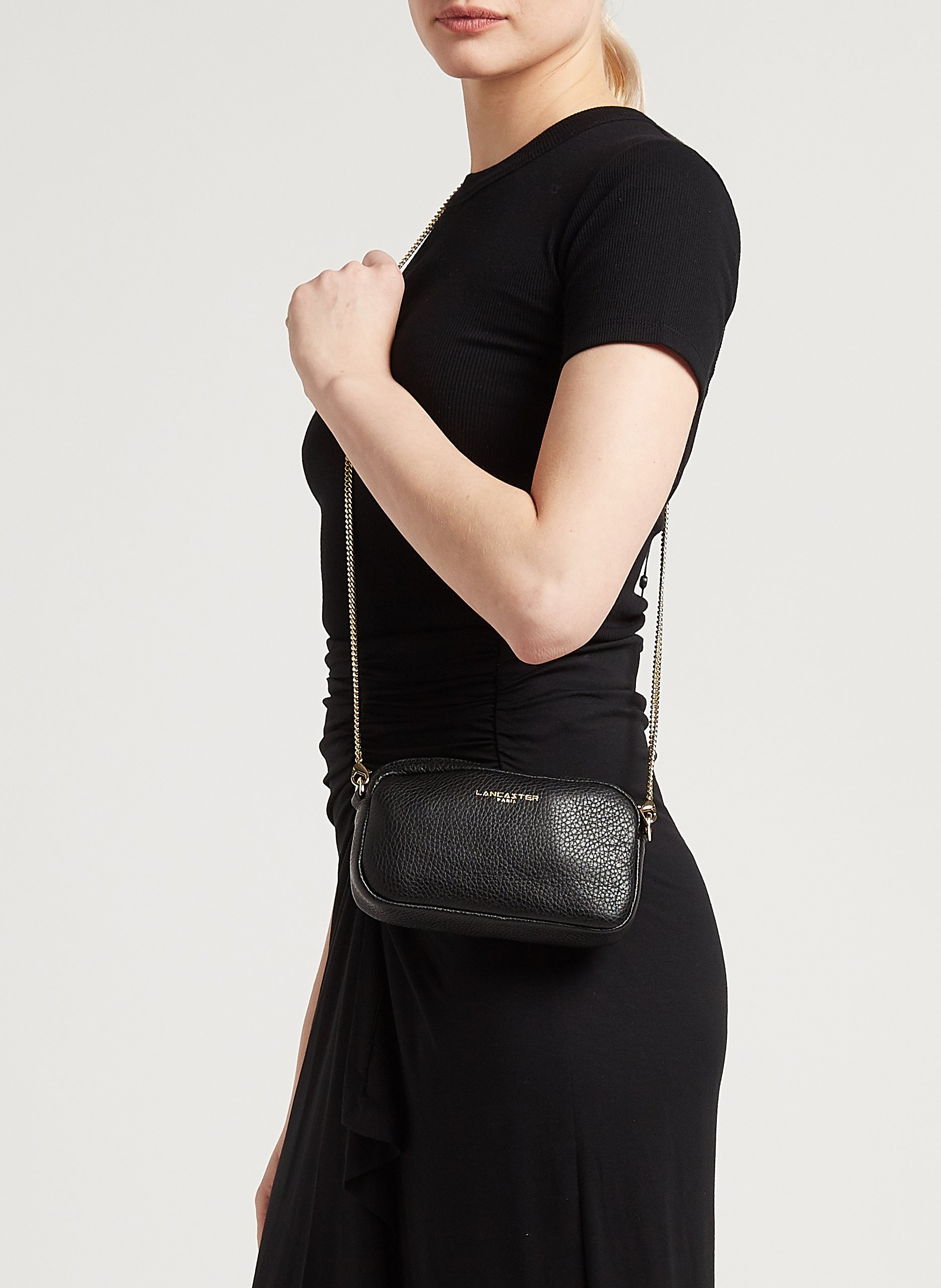 Kleine, leren schoudertas LANCASTER PARIS Zwart