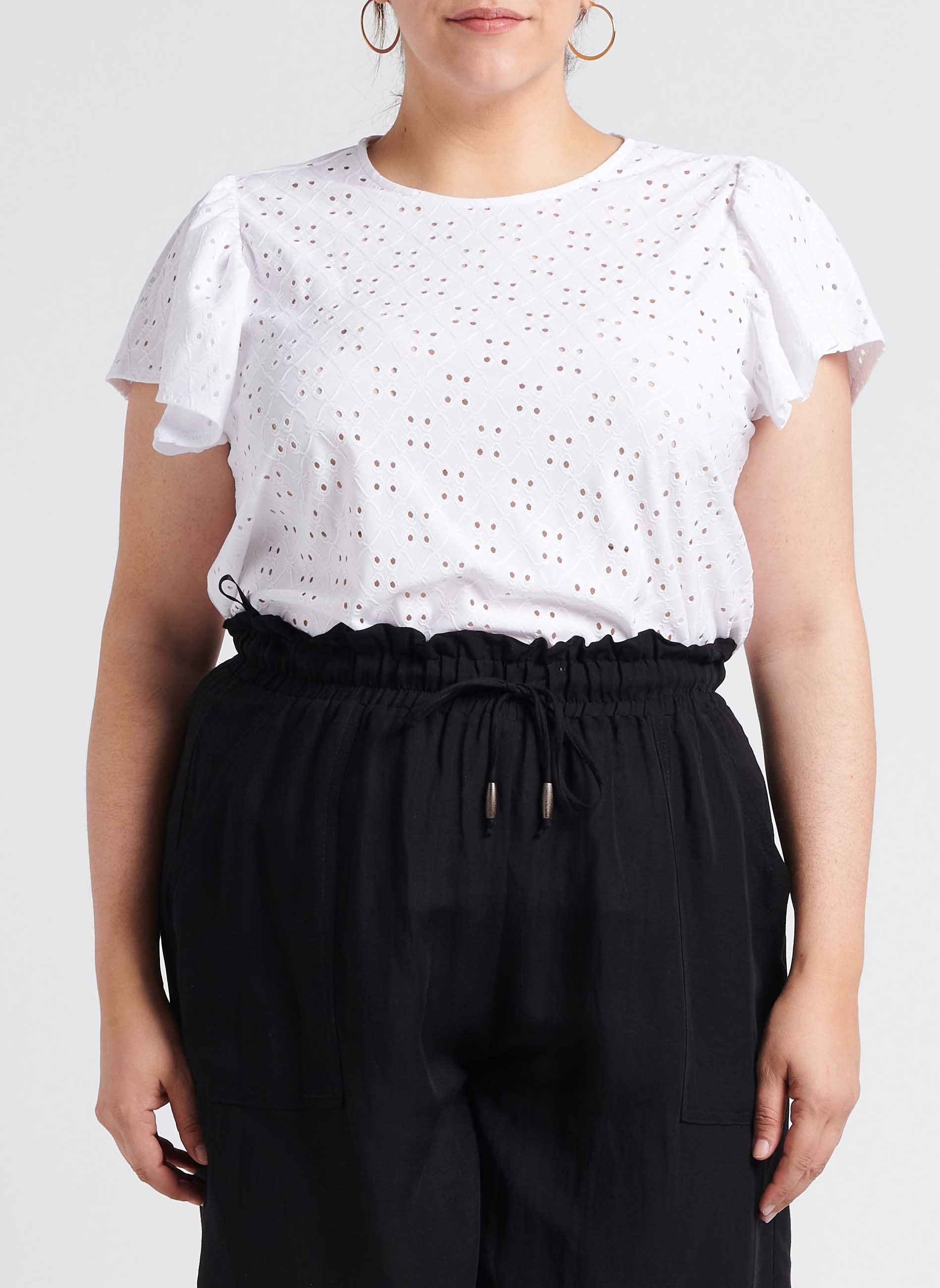 Top col rond broderies ajourées  EVOKED