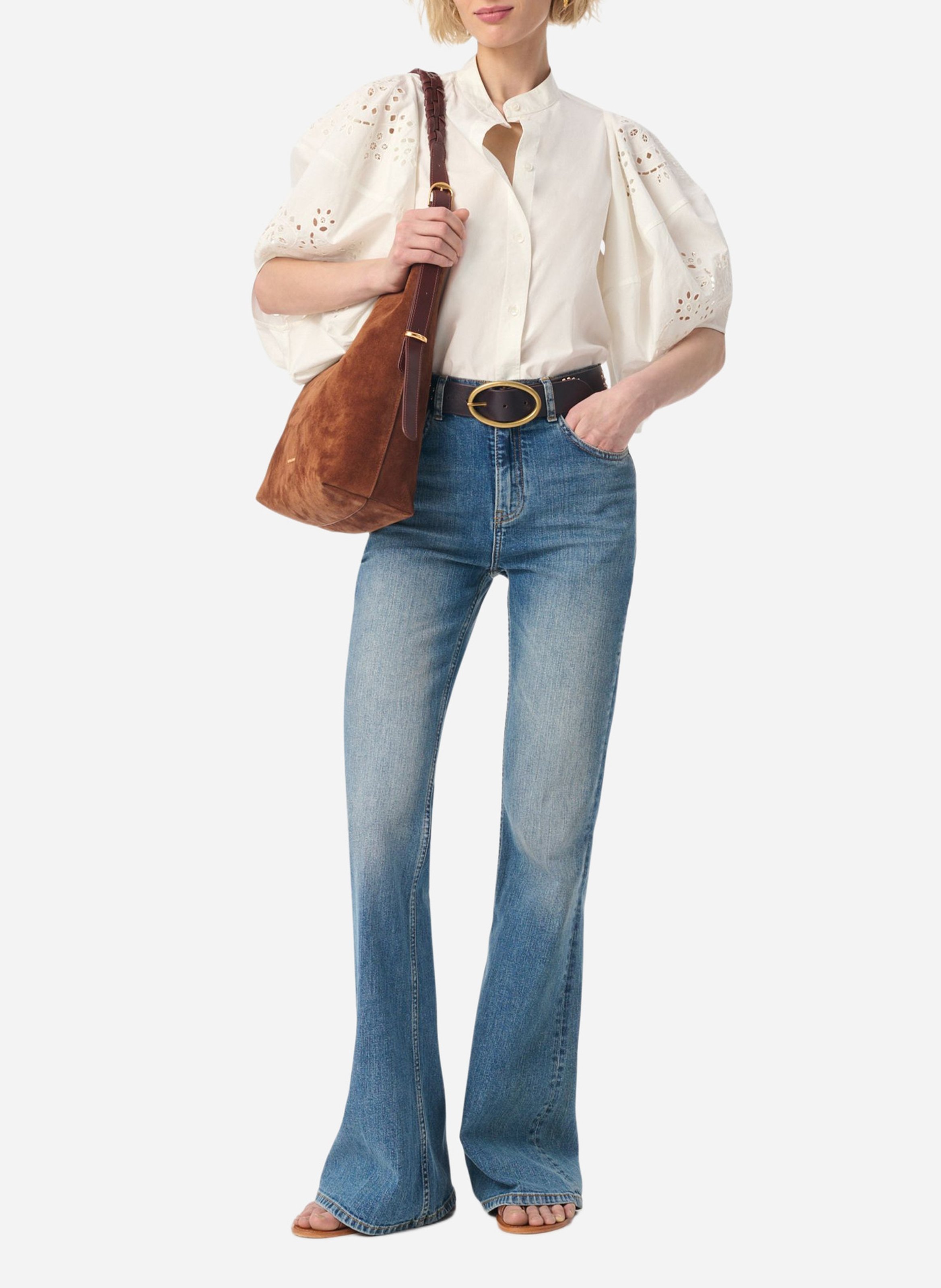 Chemise manche bouffantes dentelle VANESSA BRUNO Blanc