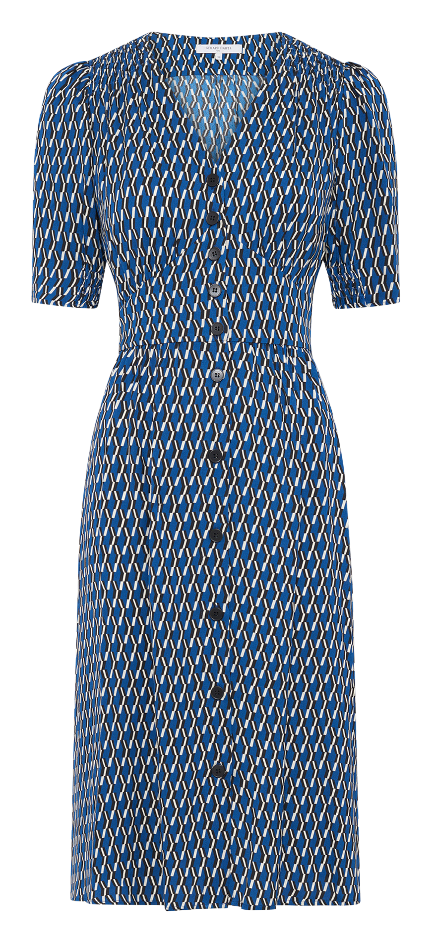 Robe midi col V imprimée GERARD DAREL Bleu
