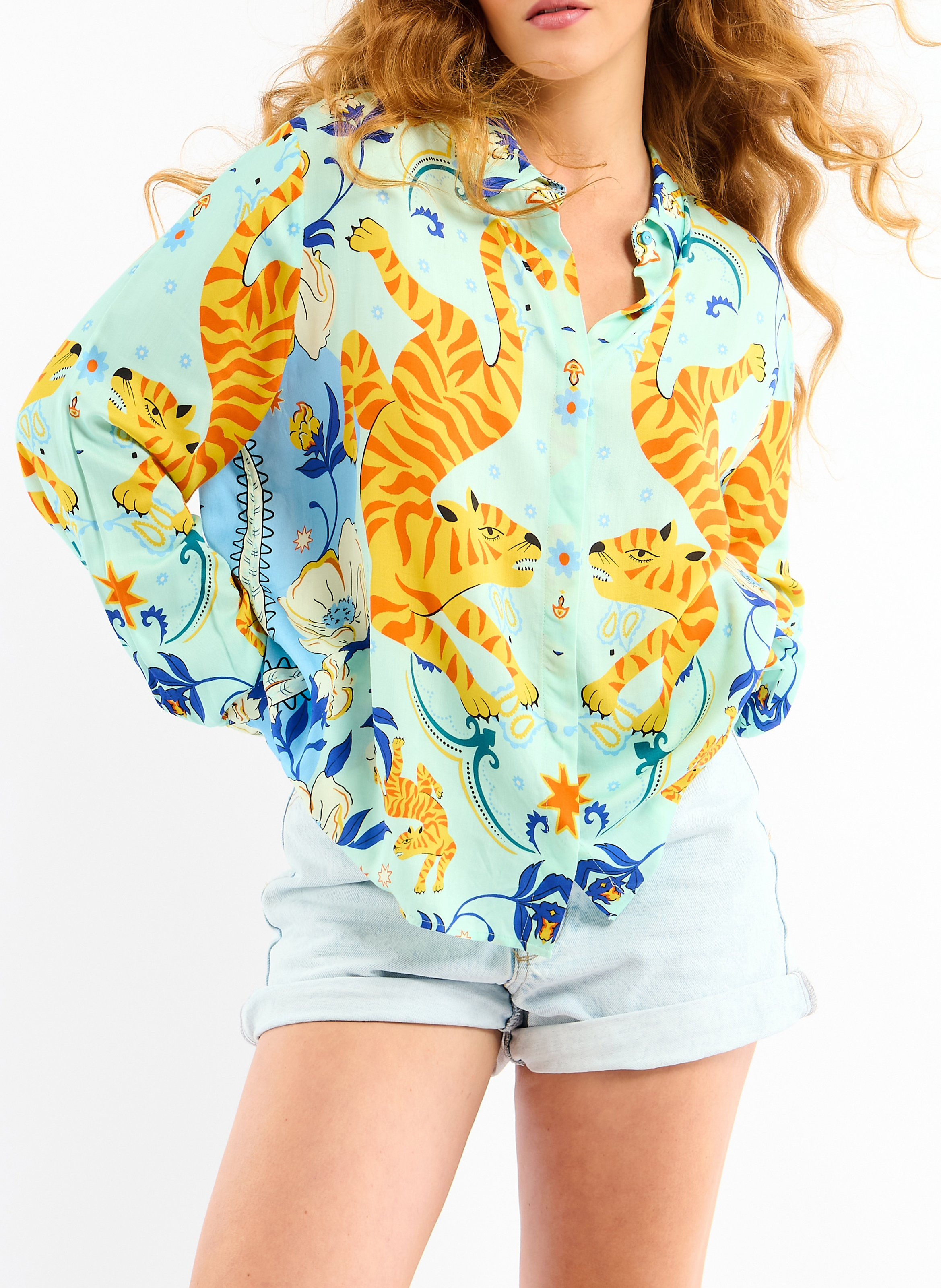 Chemise droite col classique imprimé tigre WILD