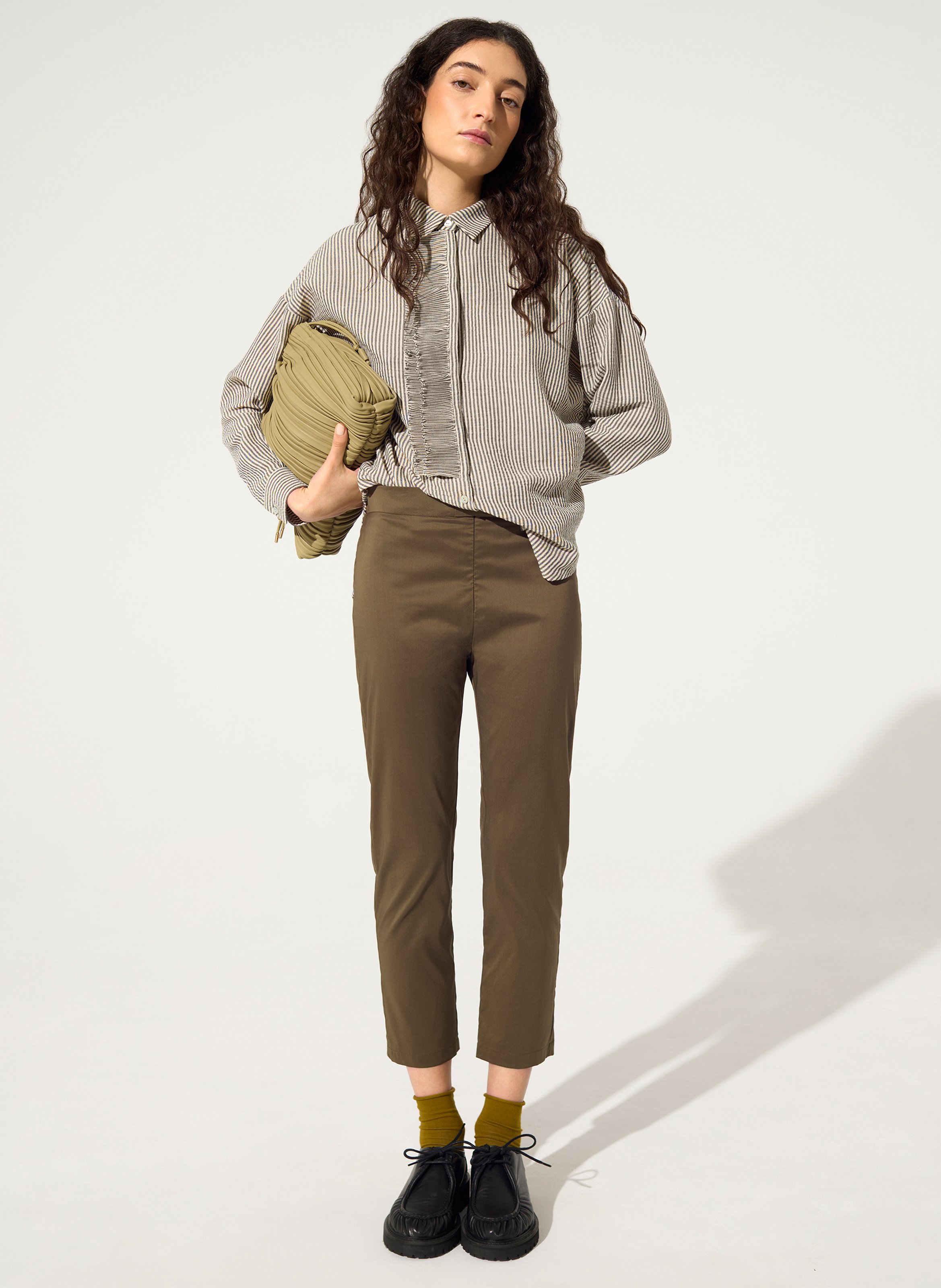 Cropped cotton-blend pants COTELAC Brown
