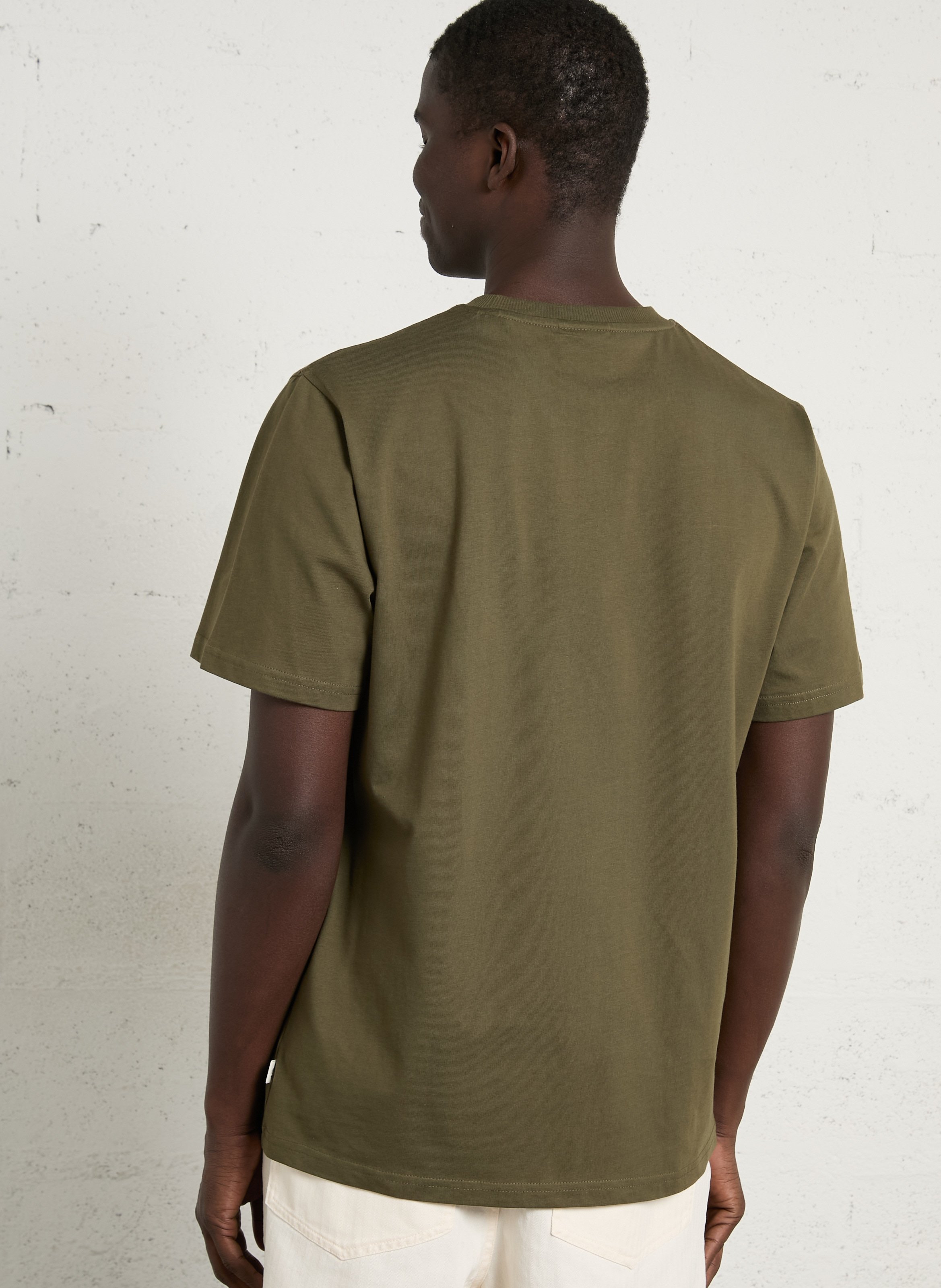 Tee-shirt droit col rond sérigraphié en coton organique LES DEUX Kaki