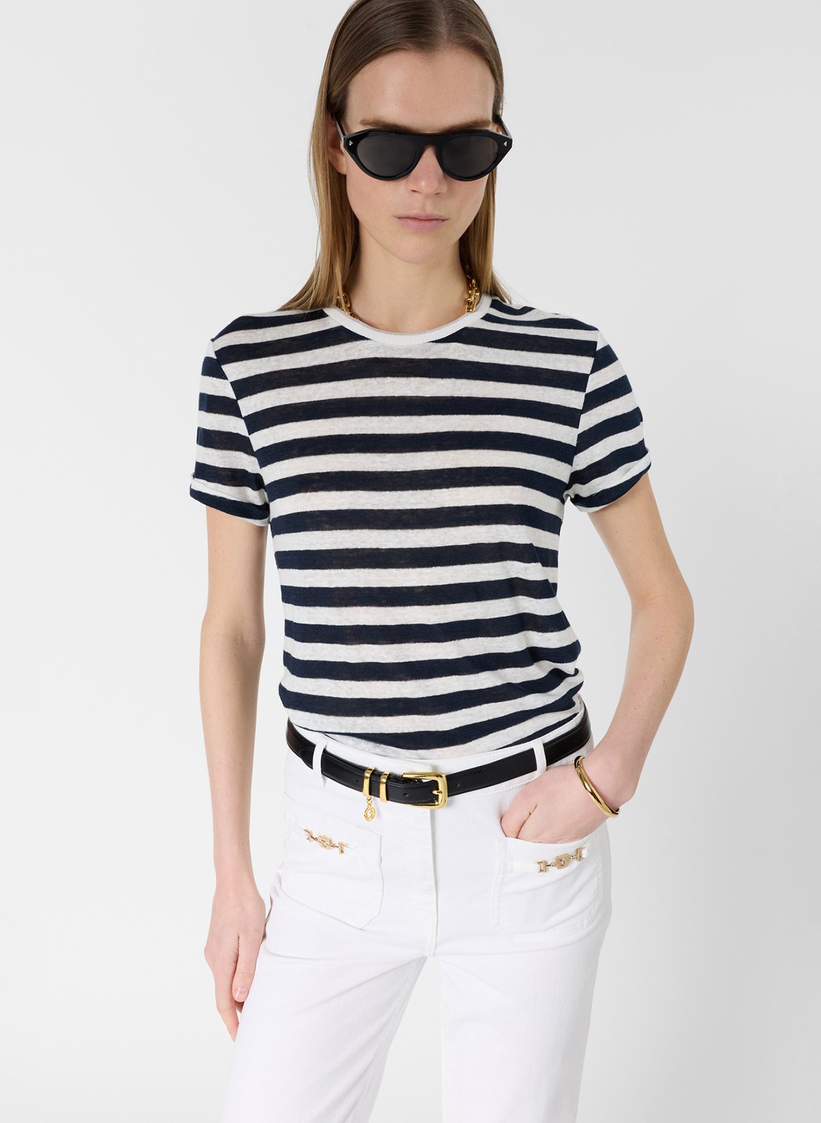 Rundhals-T-Shirt aus Leinen-Mix GERARD DAREL Blau