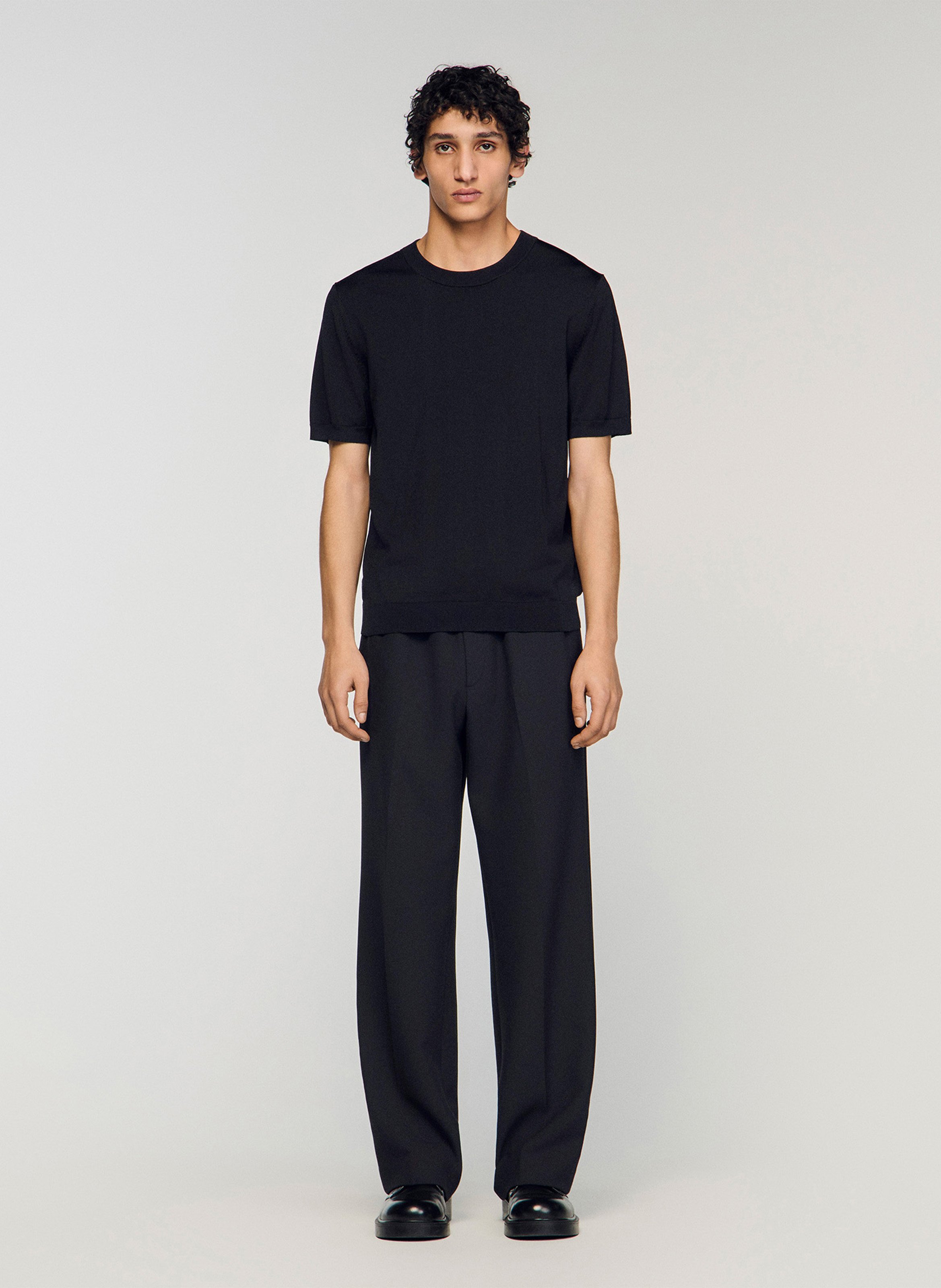 Tee-shirt col rond regular fit  SANDRO Noir