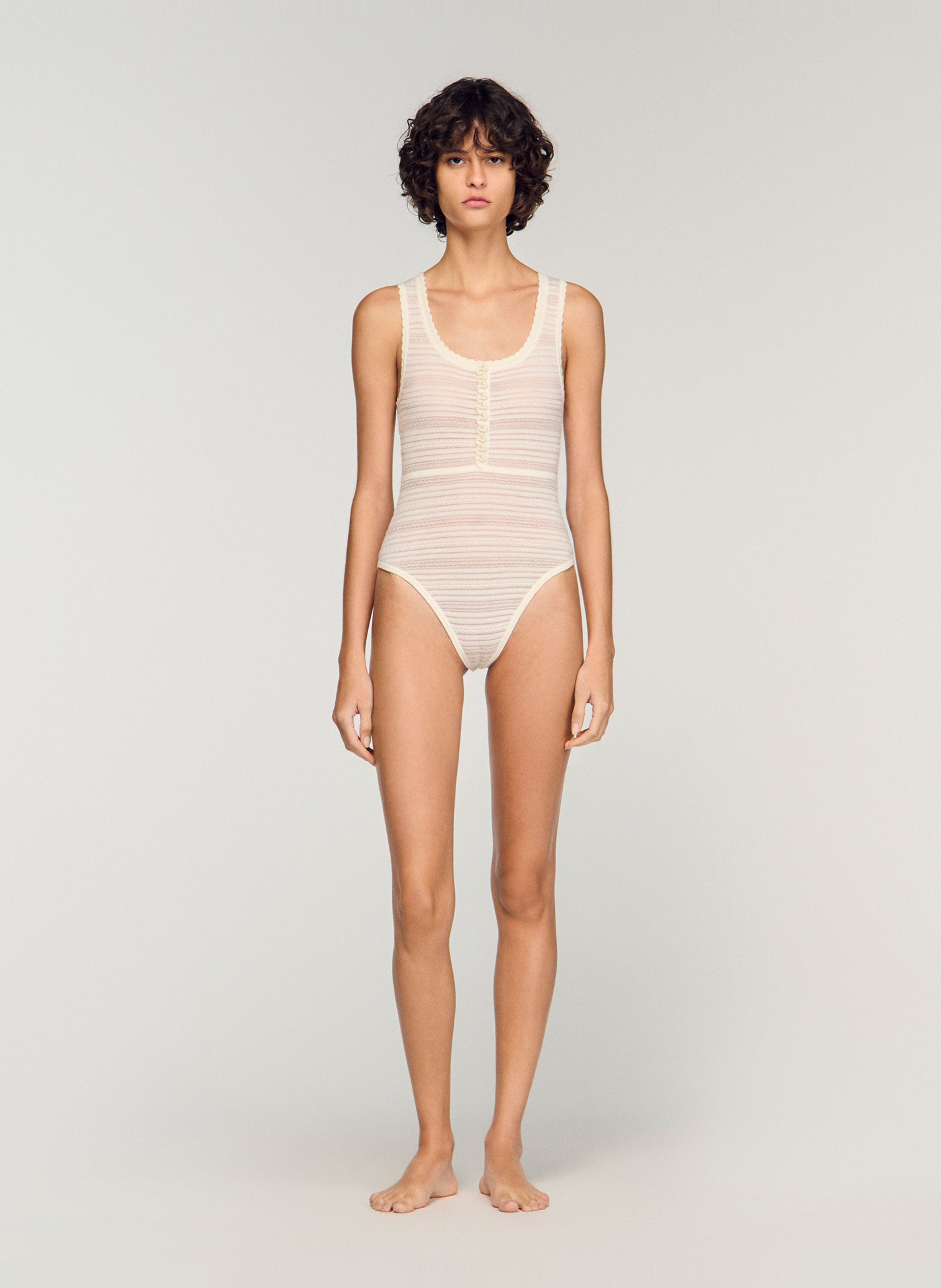 Body en maille en laine mélangée SANDRO Beige