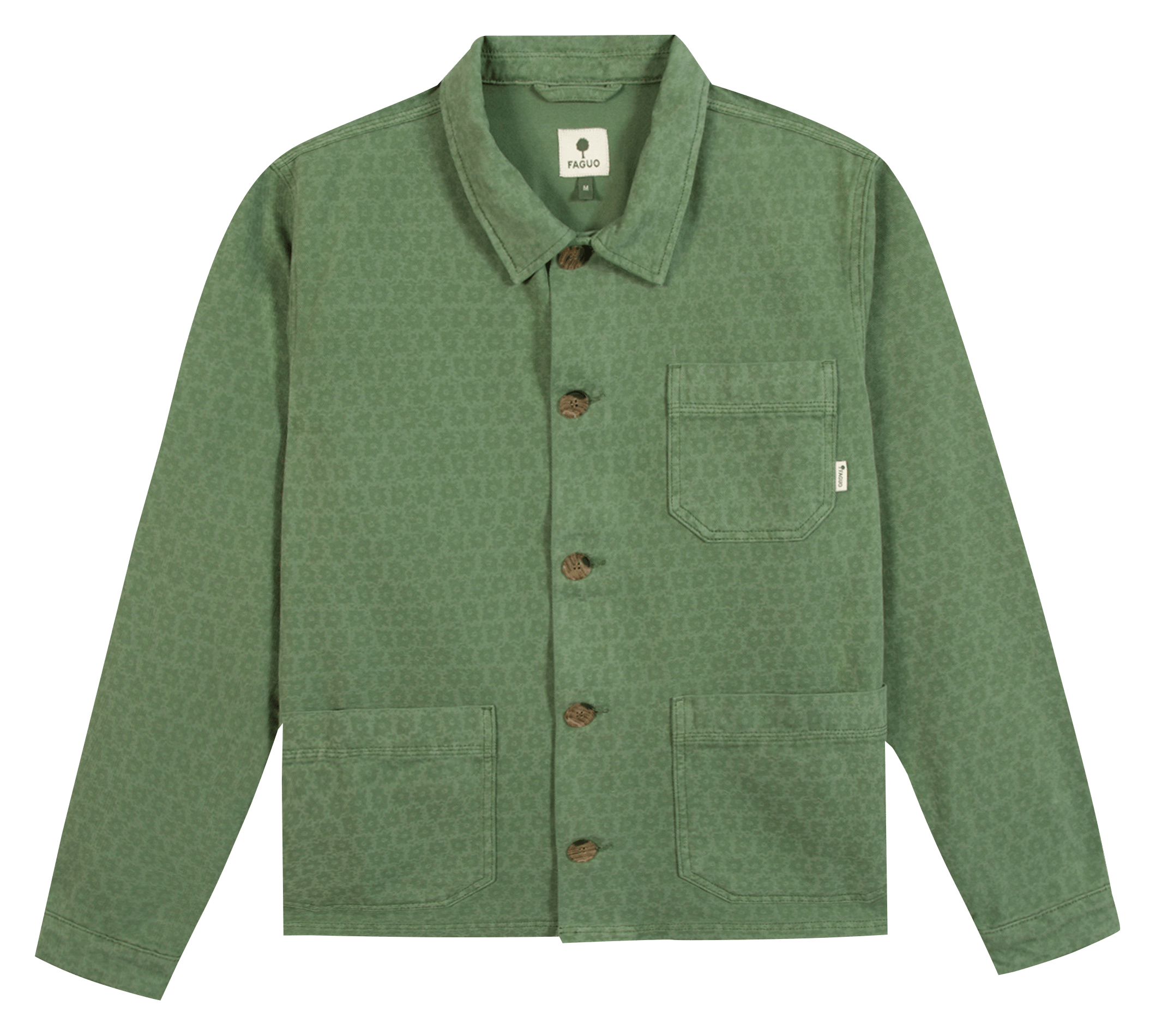 Veste droite col classique en coton imprimé FAGUO Bleu