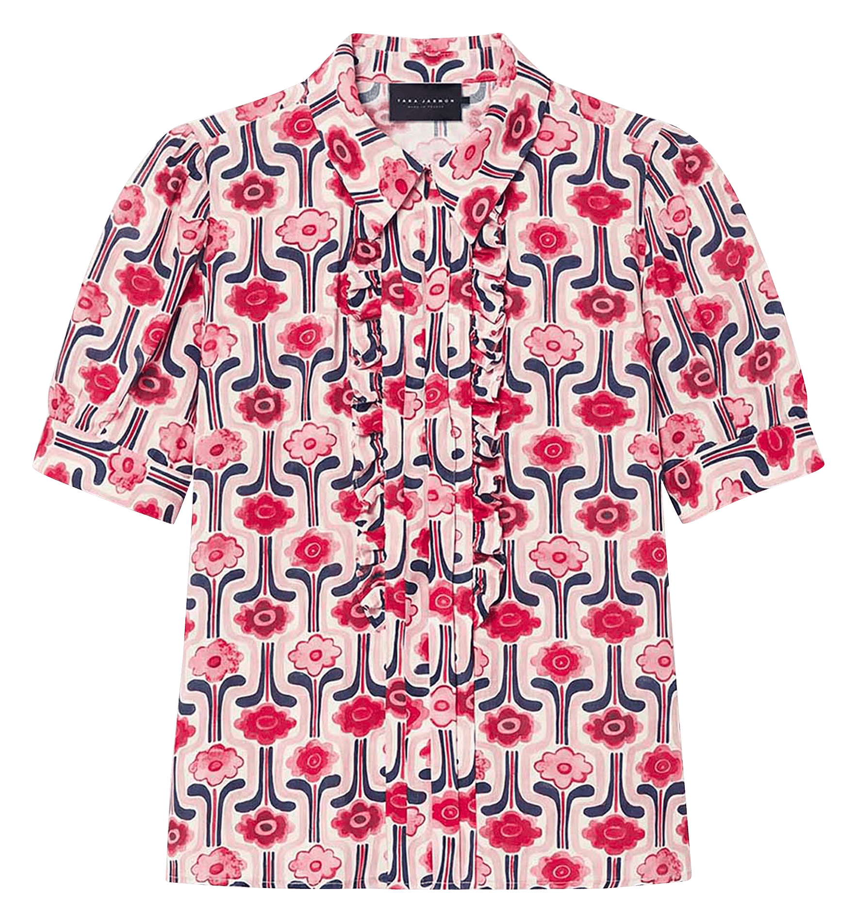 Top droit col classique imprimé TARA JARMON Rose