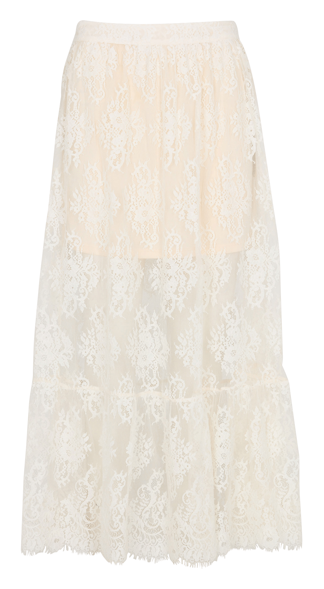Jupe midi en dentelle PETITE MENDIGOTE Beige