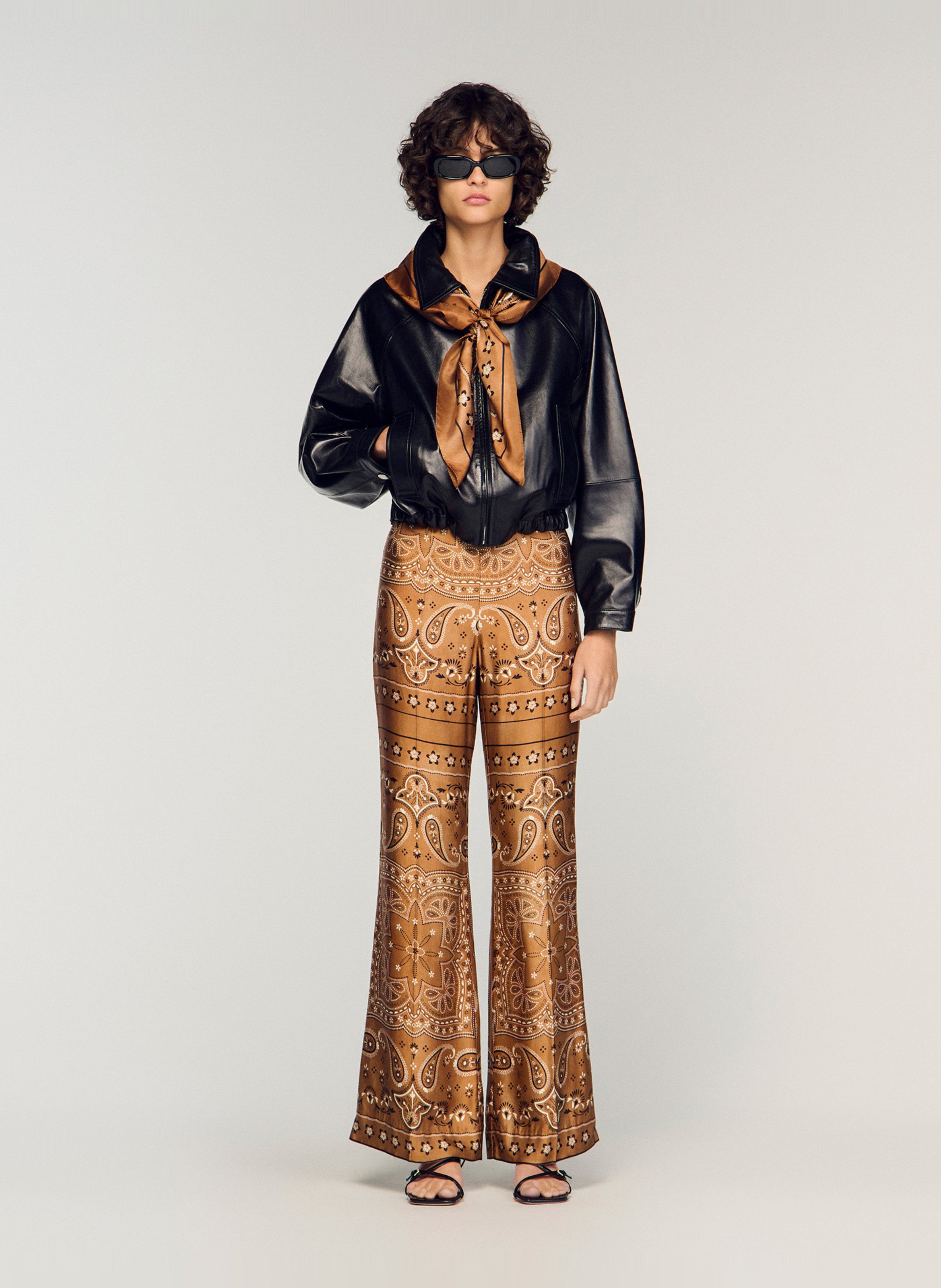 Rechte broek met bandana-print SANDRO Bruin