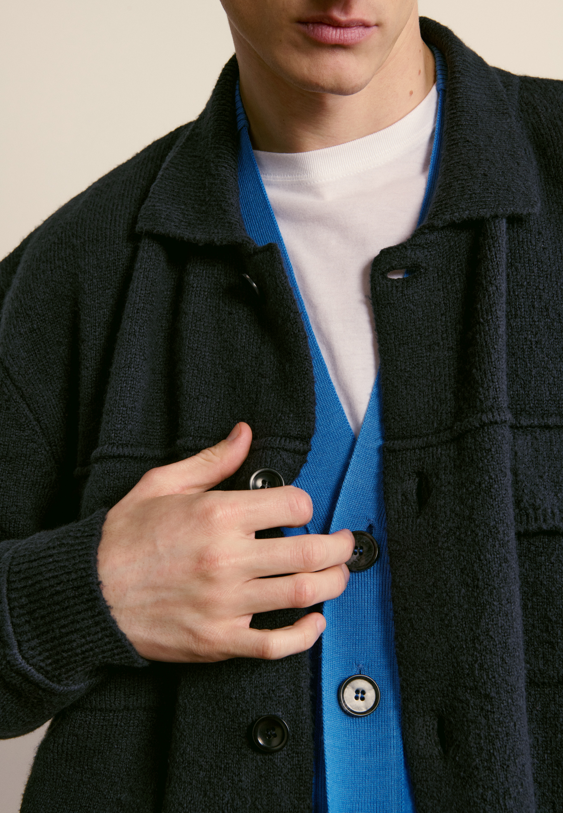 Looped cotton jacket MAISON MONTAGUT Blue