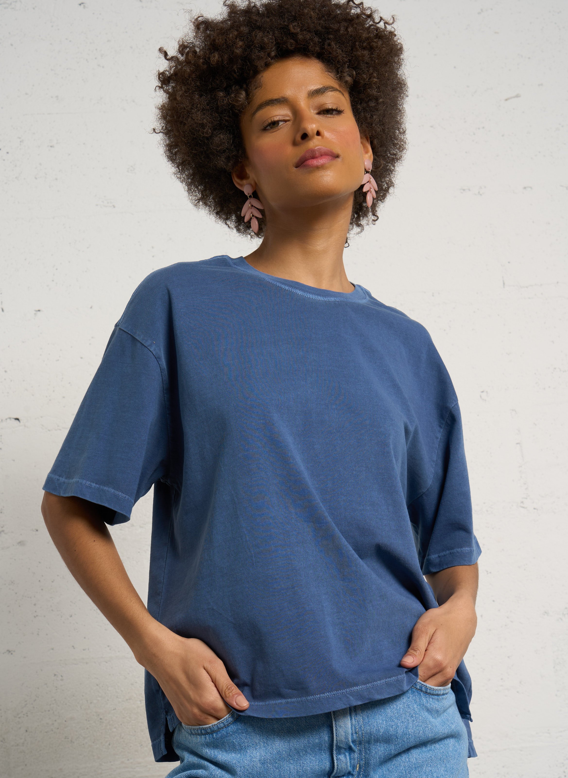 Oversized round-neck cotton T-shirt HOD PARIS Blue
