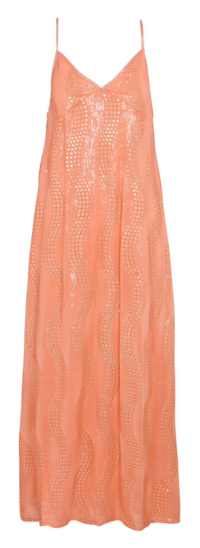 Vestido largo con cuello de pico y lentejuelas SUNDRESS Naranja