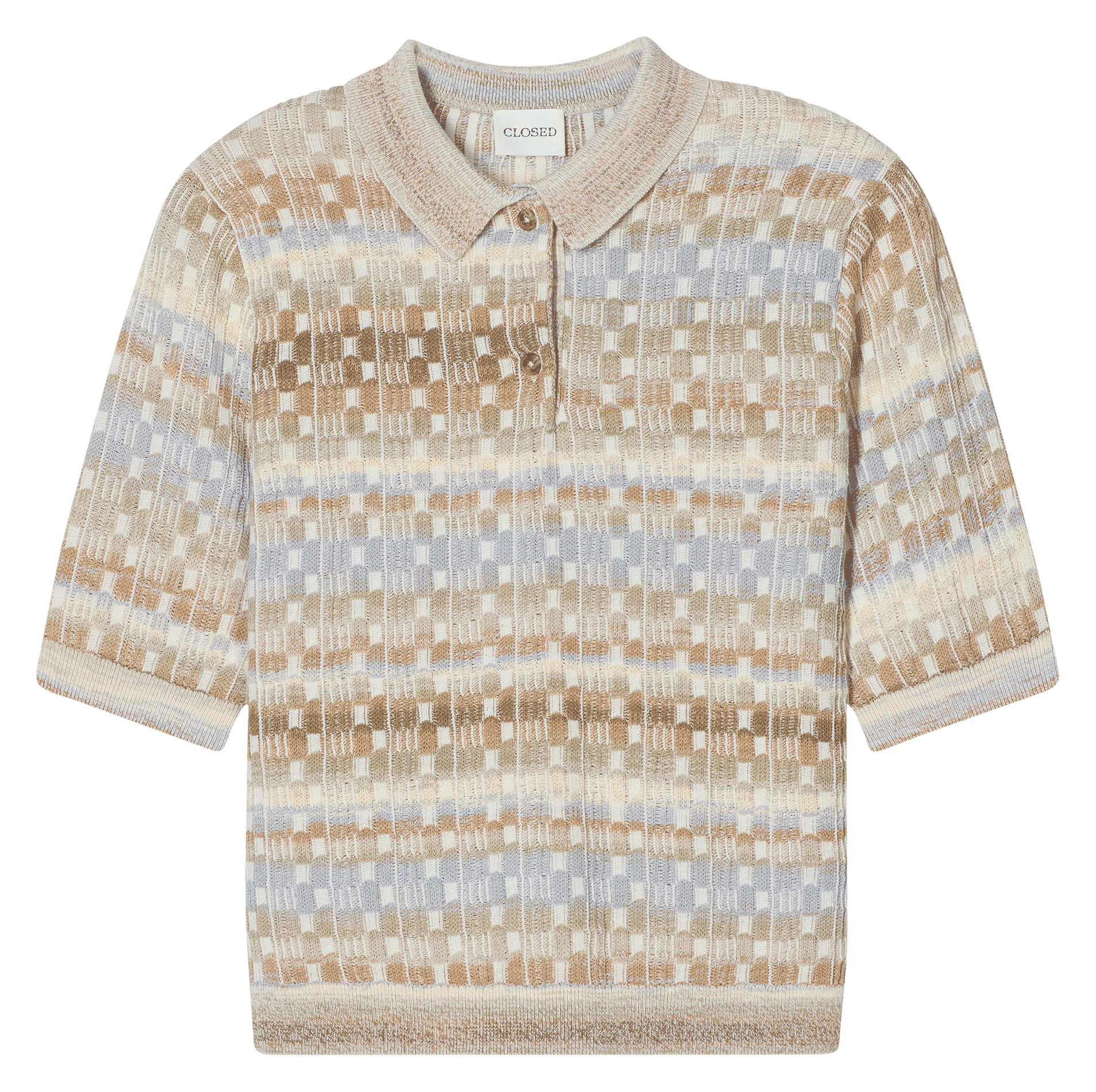 Short-sleeved cotton-blend polo shirt CLOSED Beige