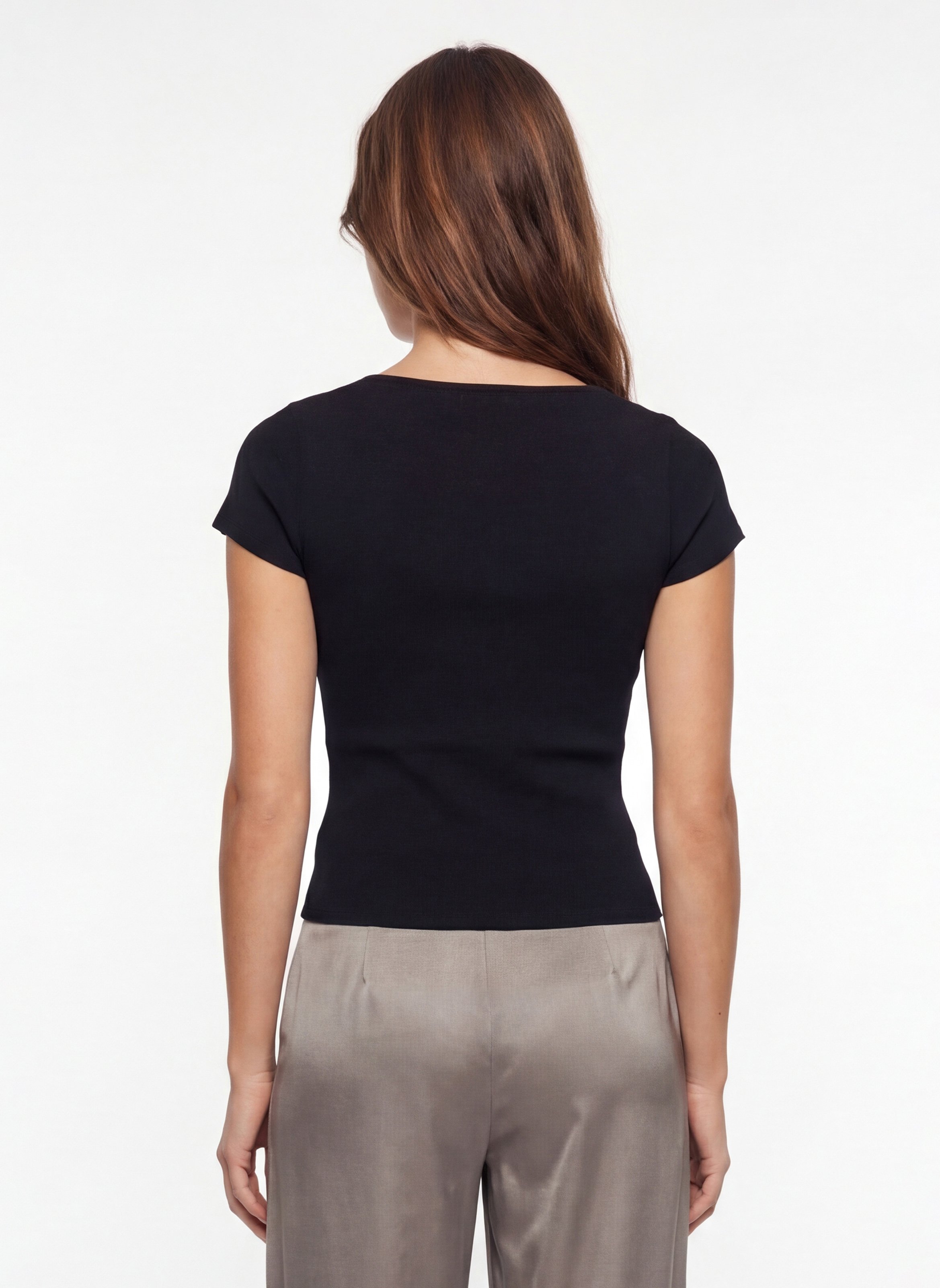 Square-neck cotton-blend top KOOKAI Black