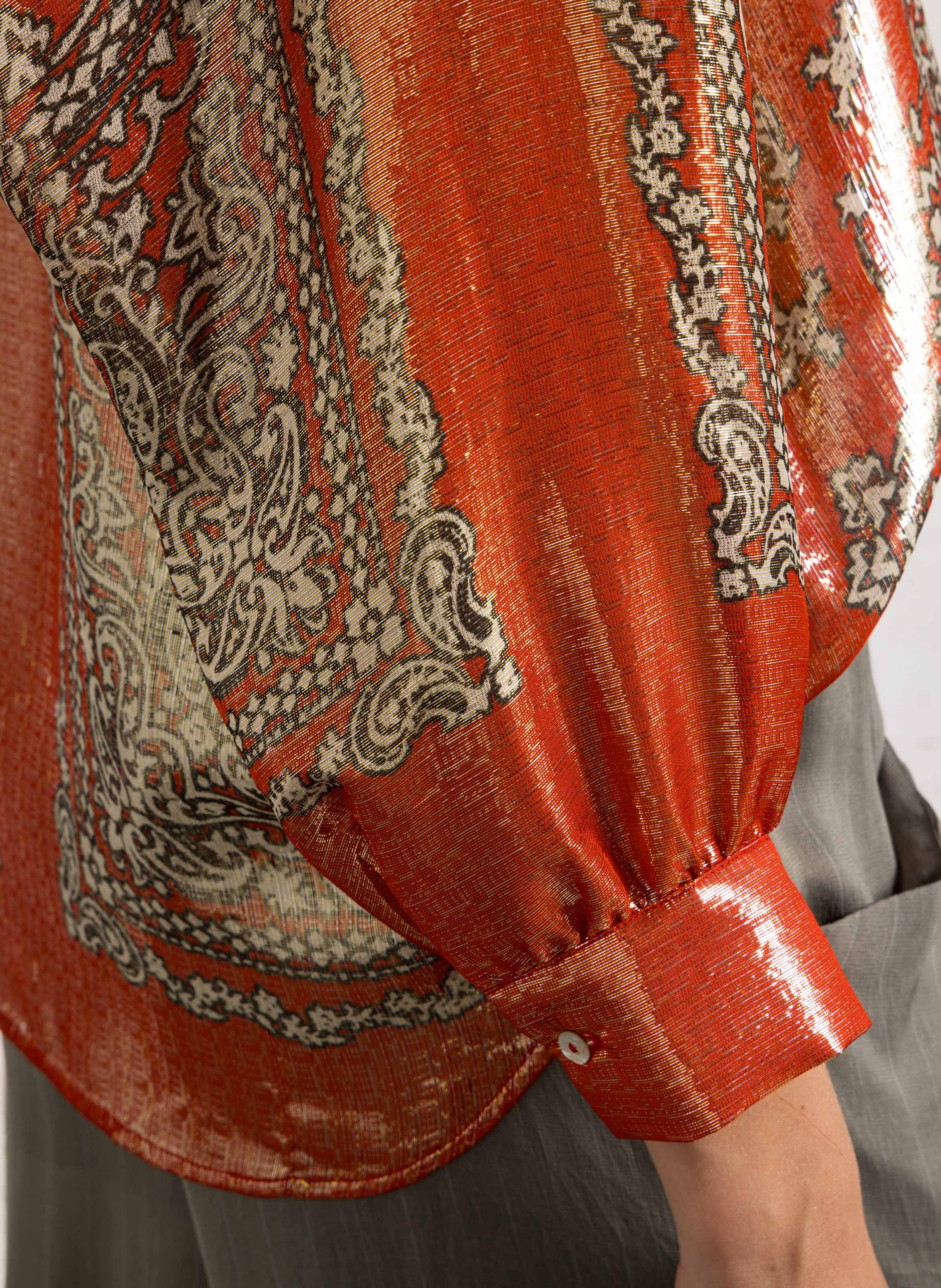 Metallic overhemd met klassieke kraag MES DEMOISELLES Rood