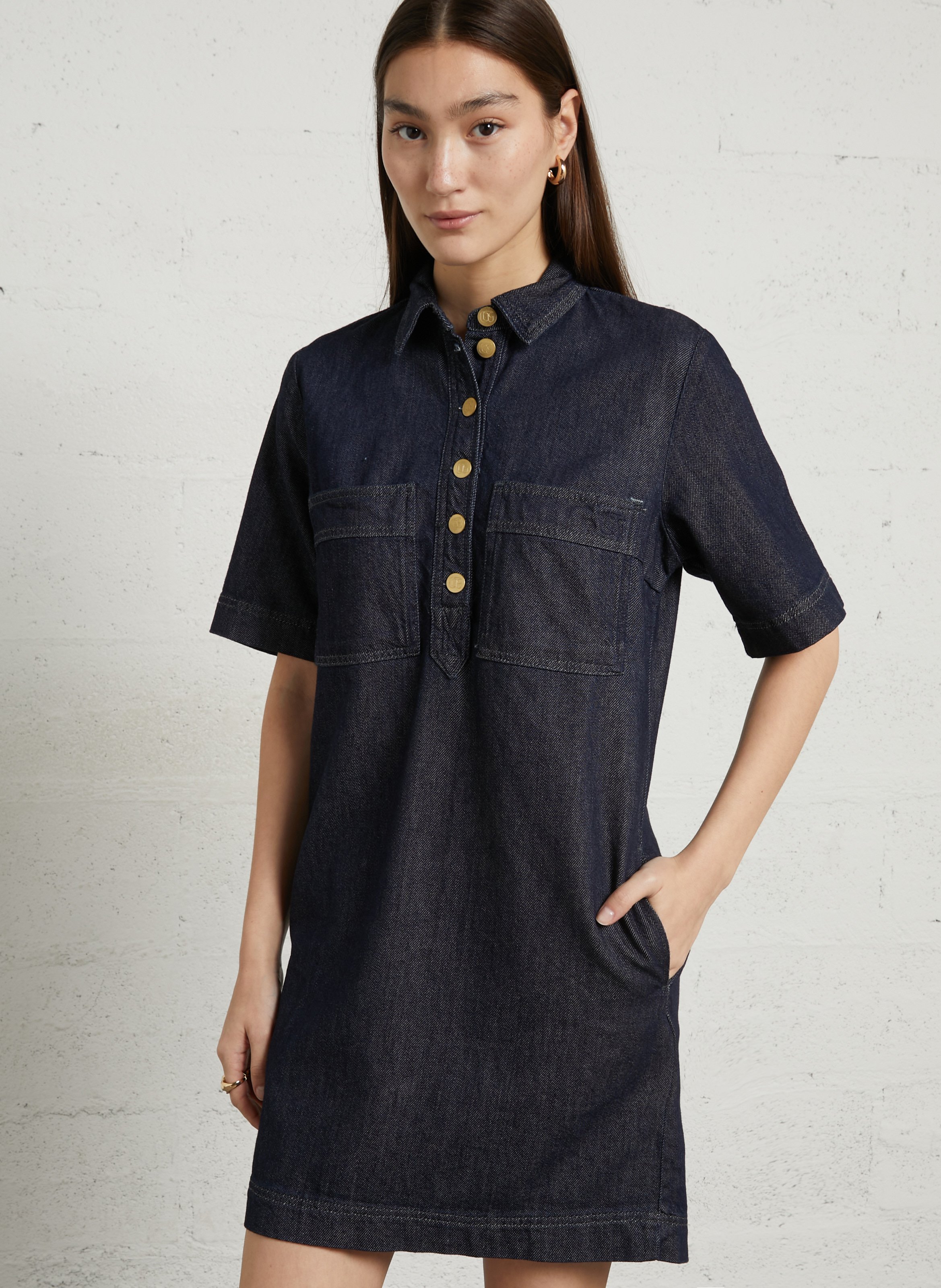 Denim midi dress LE TEMPS DES CERISES Blue