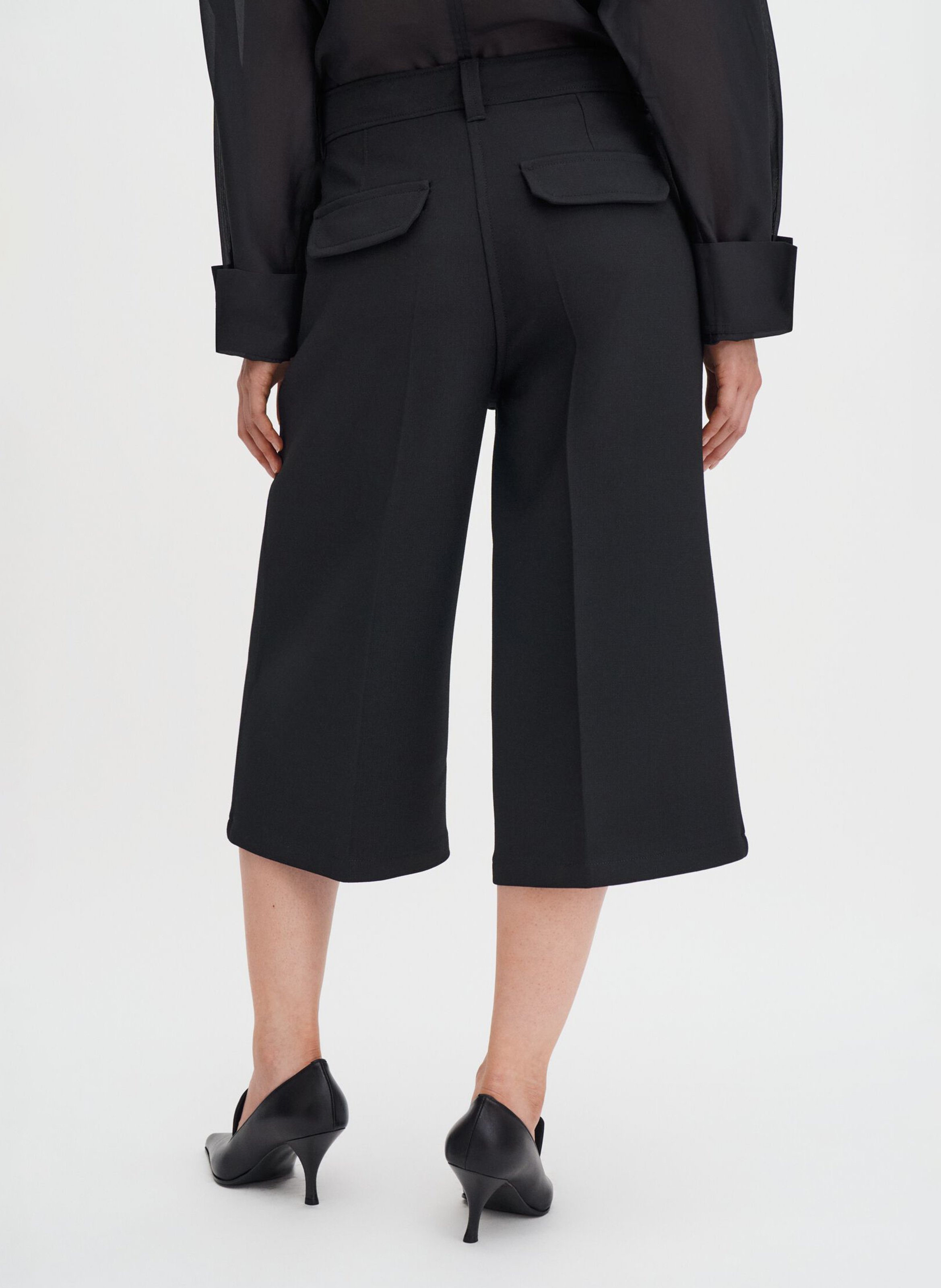 Bermuda large taille haute uni FILIPPA K Noir