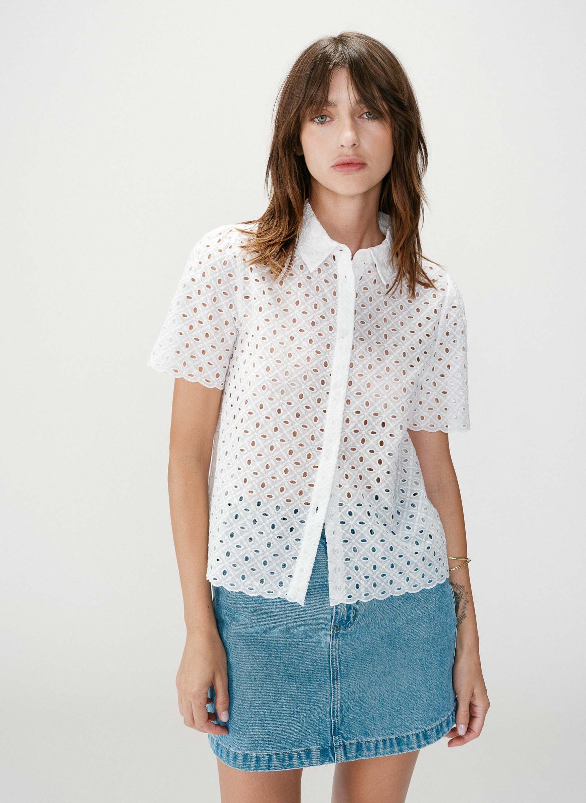 Baumwoll-Bluse GRACE ET MILA Weiss