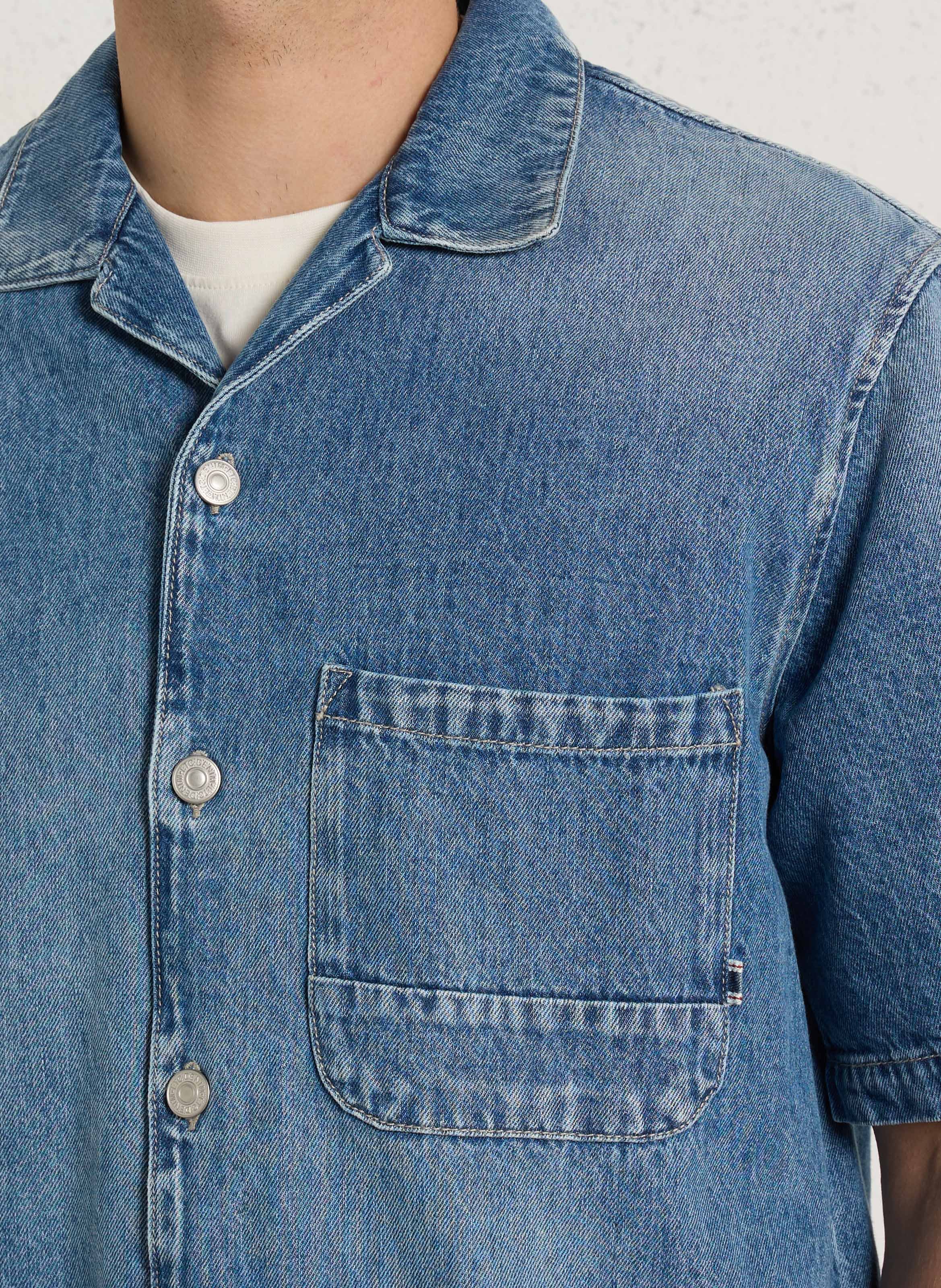 Fitted denim shirt in cotton LE TEMPS DES CERISES Blue