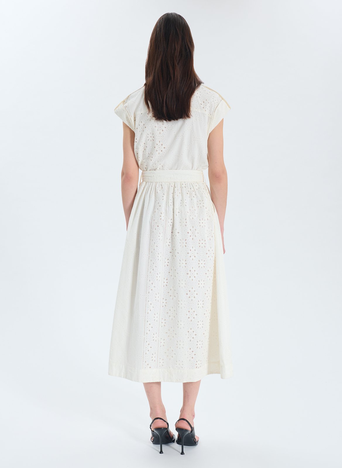 Robe midi brodée ZAPA Blanc