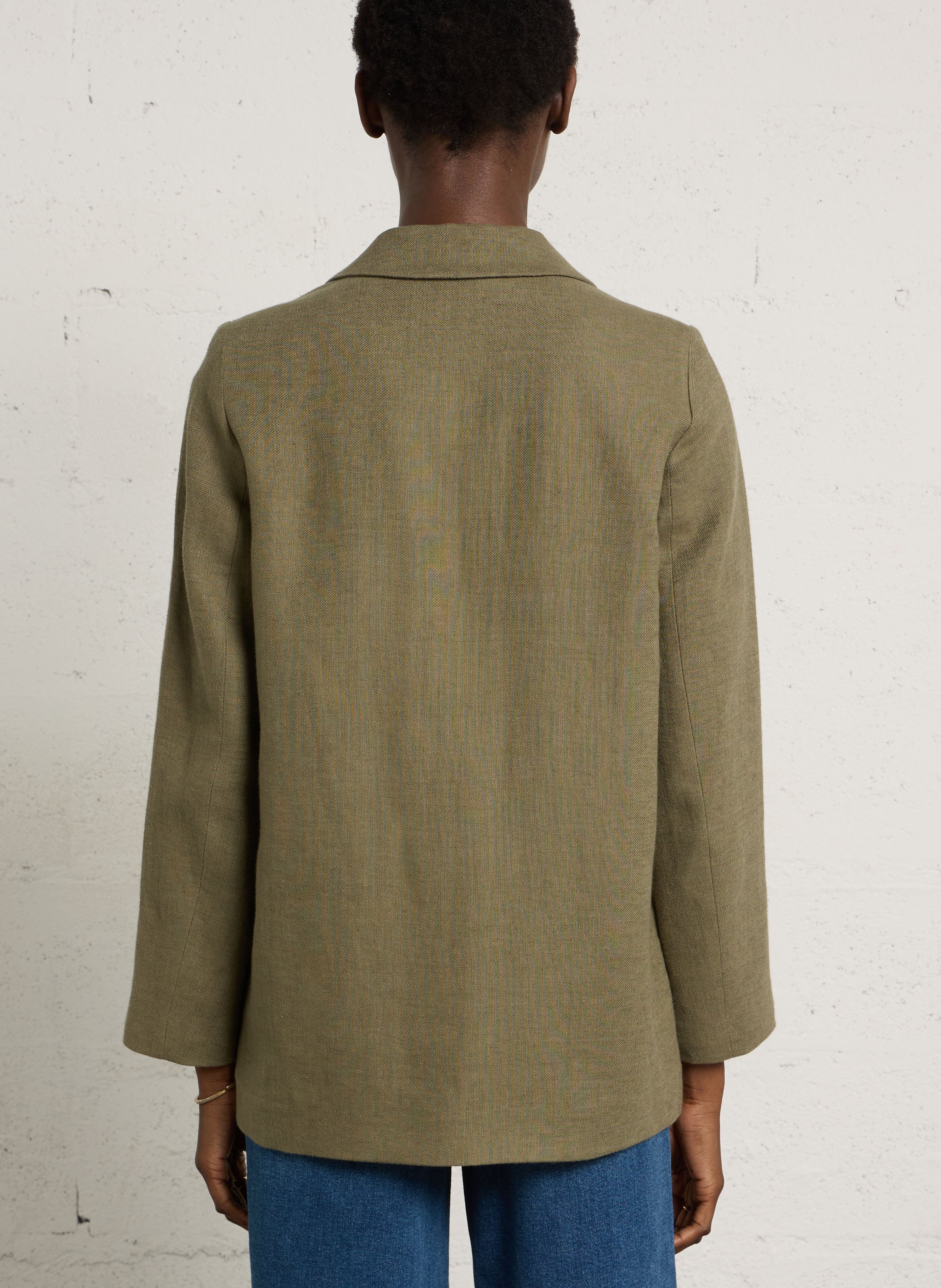 Straight linen and cotton jacket MAISON 123 Khaki