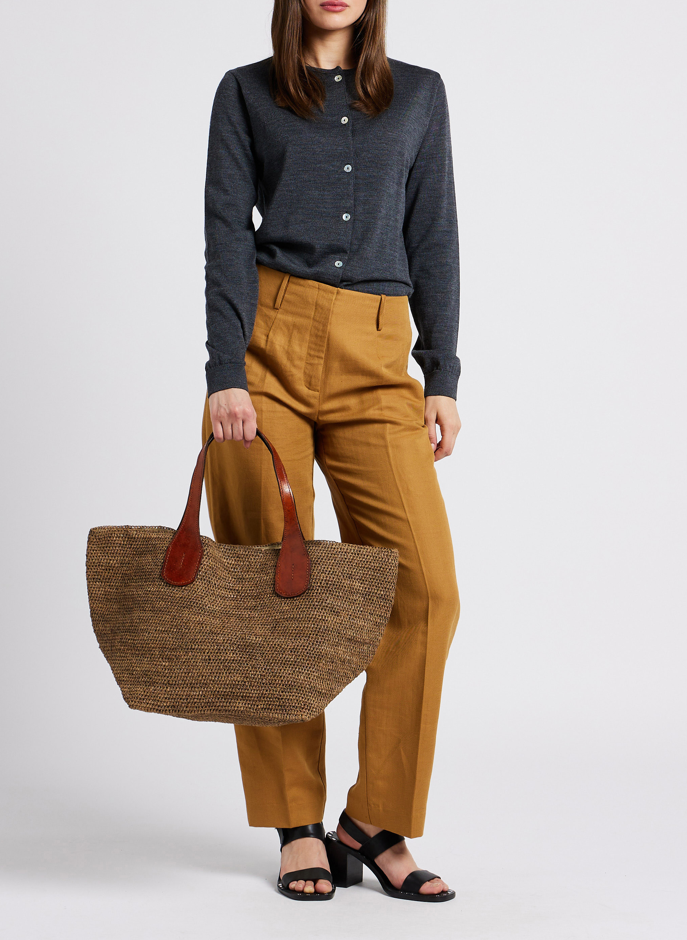Raffia tote bag IBELIV Brown
