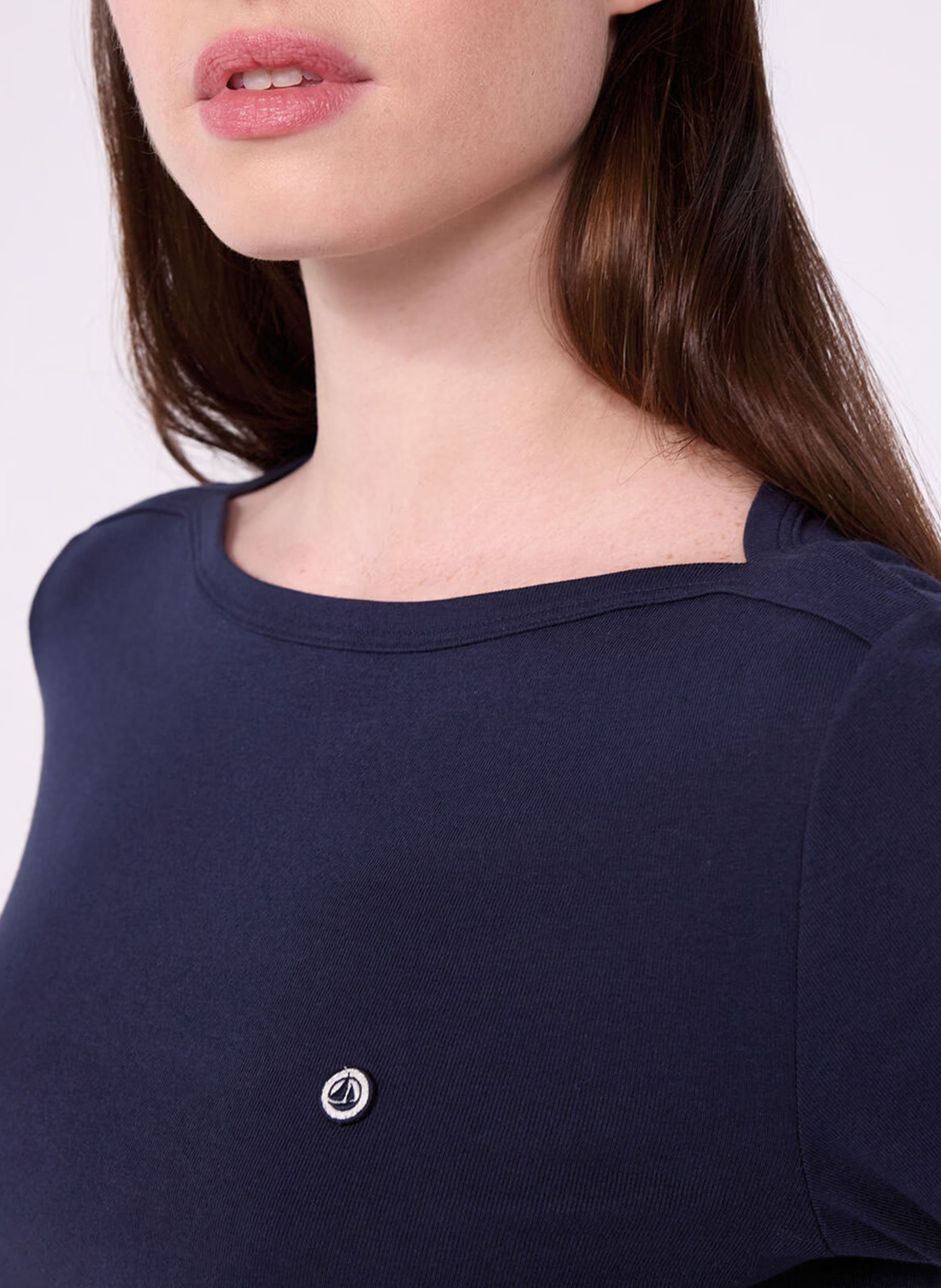 Tee-shirt col droit en coton PETIT BATEAU Bleu