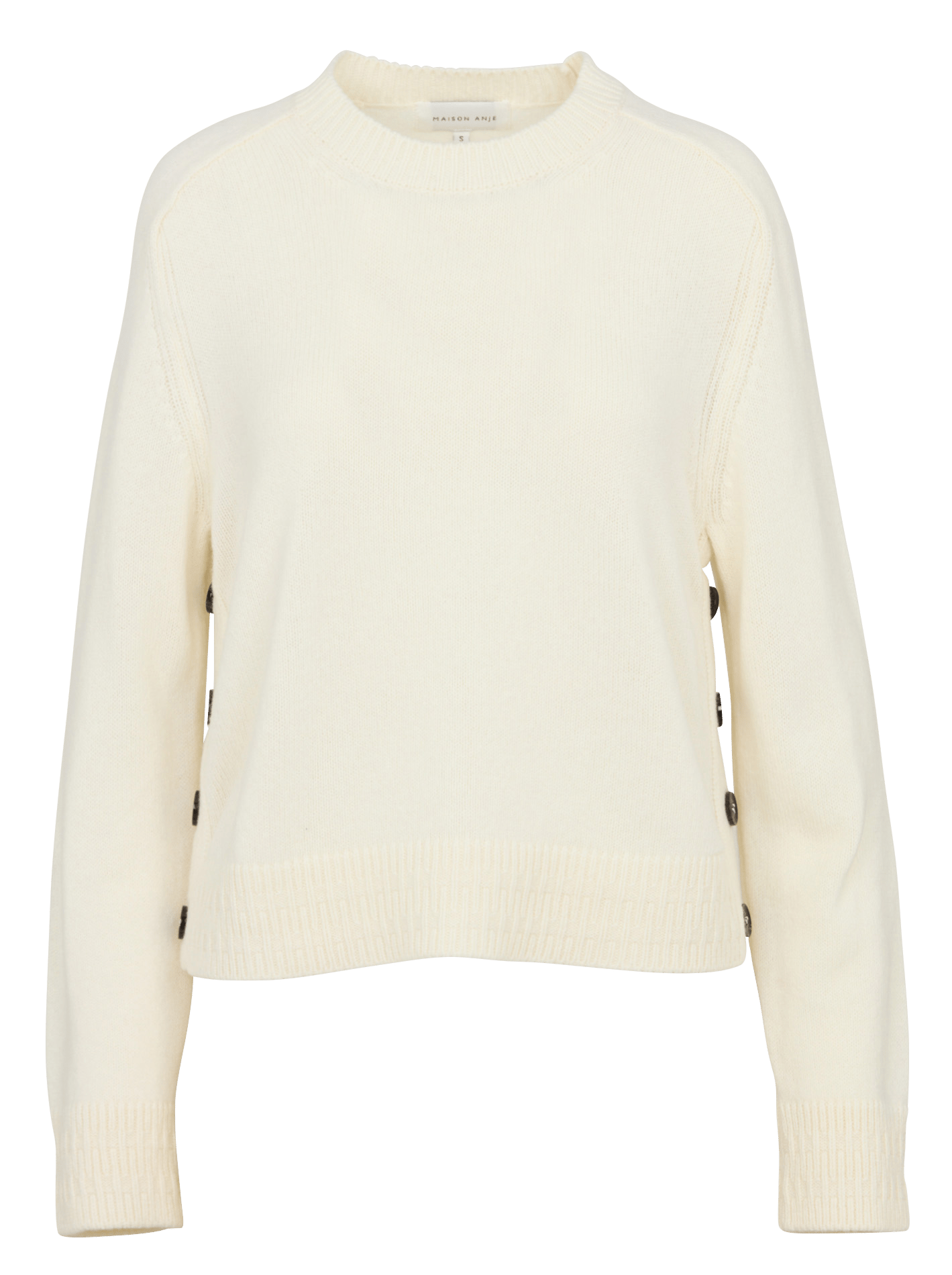 Loose-fit round-neck wool and cashmere sweater MAISON ANJE White