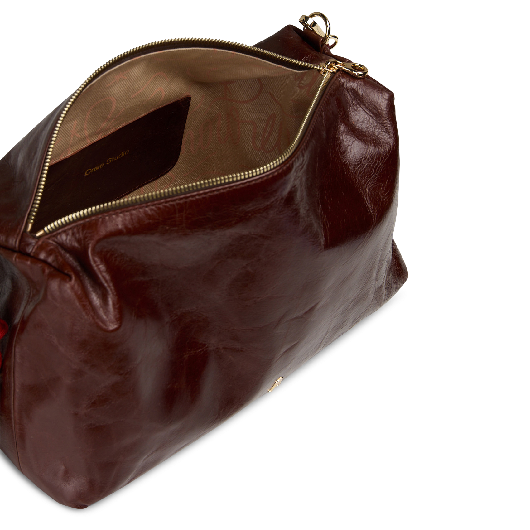 Grained calfskin leather handbag CRAIE STUDIO Brown