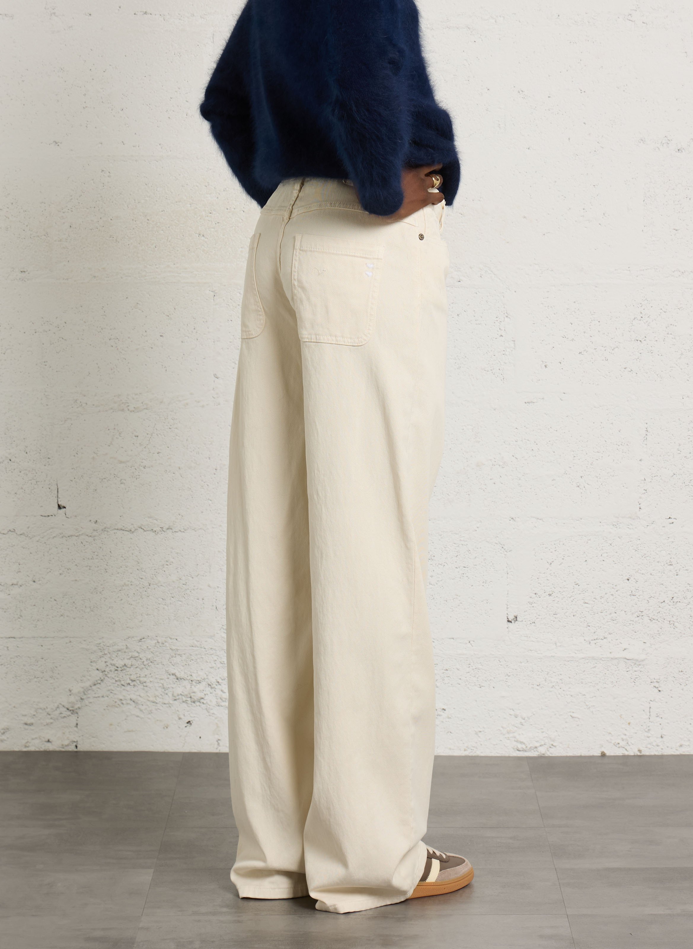 Jean flare taille haute PLEASE Beige
