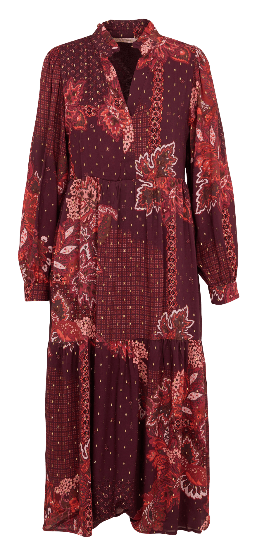 Weites Kleid mit Tunika-Kragen und Muster LA FEE MARABOUTEE Rot