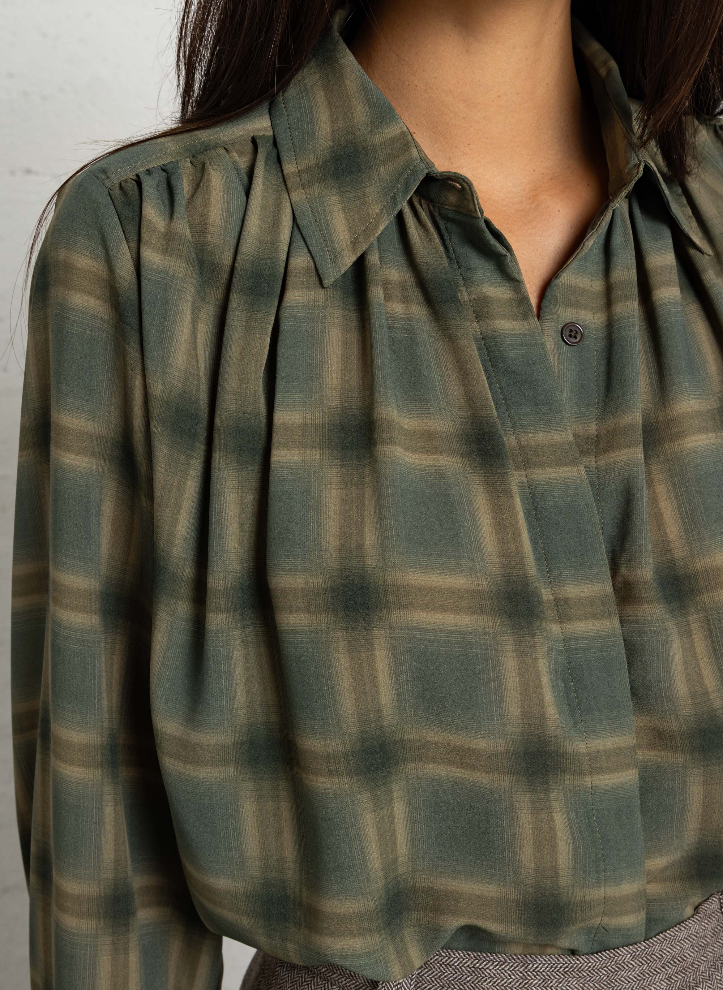 Chemise col classique à carreaux SEE U SOON Vert
