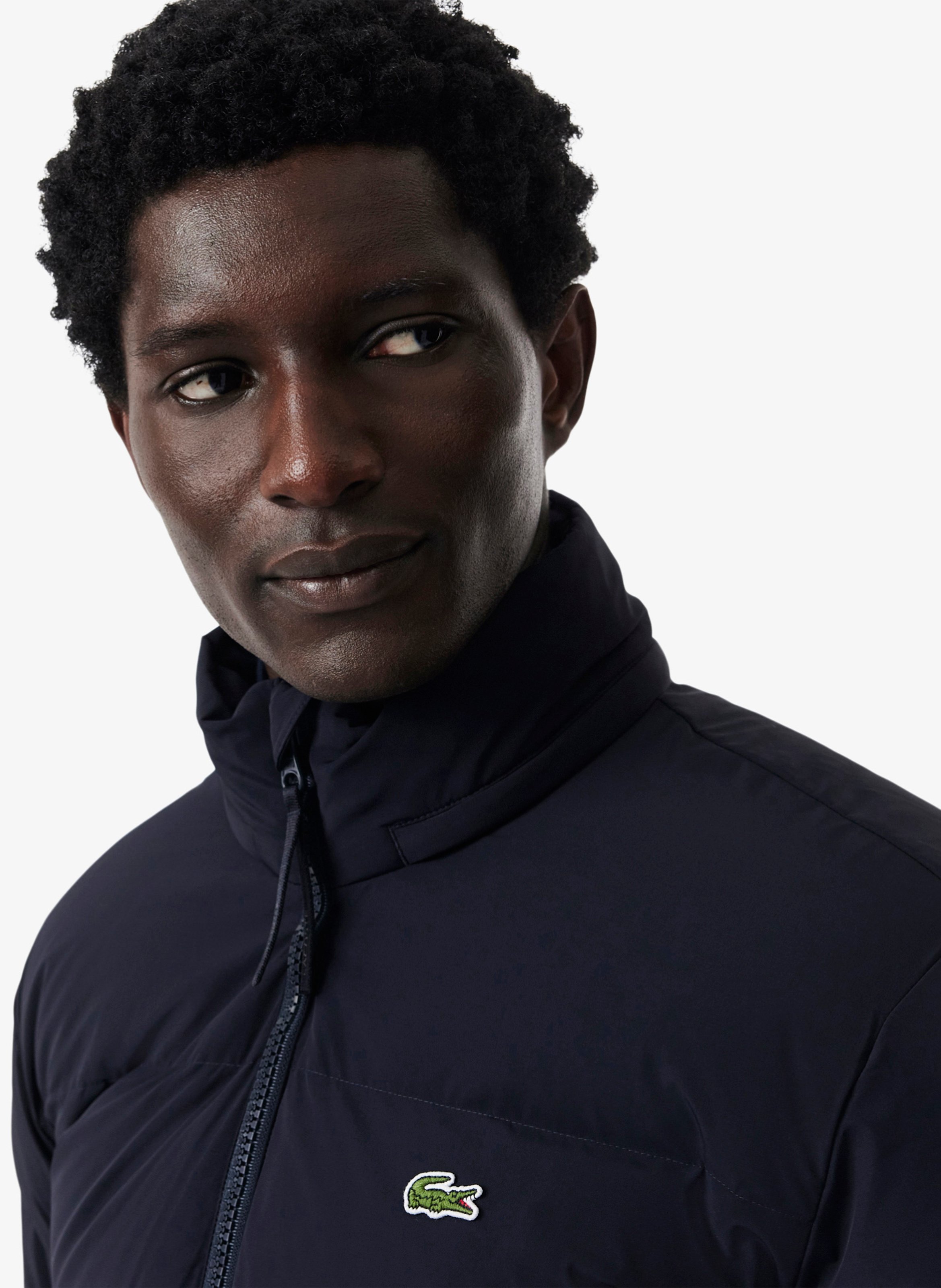 Straight quilted jacket with high collar and water-repellent hood LACOSTE Blue