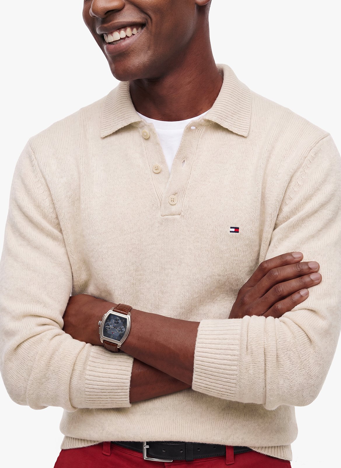 Pull droit en laine TOMMY HILFIGER Beige