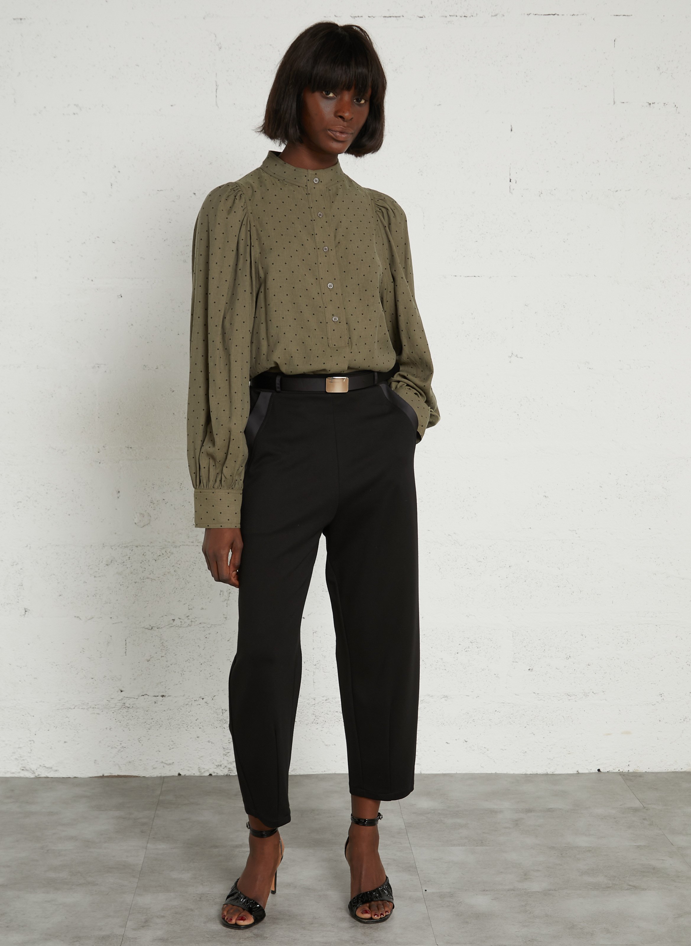 Blouse imprimée col montant  SEE U SOON Kaki