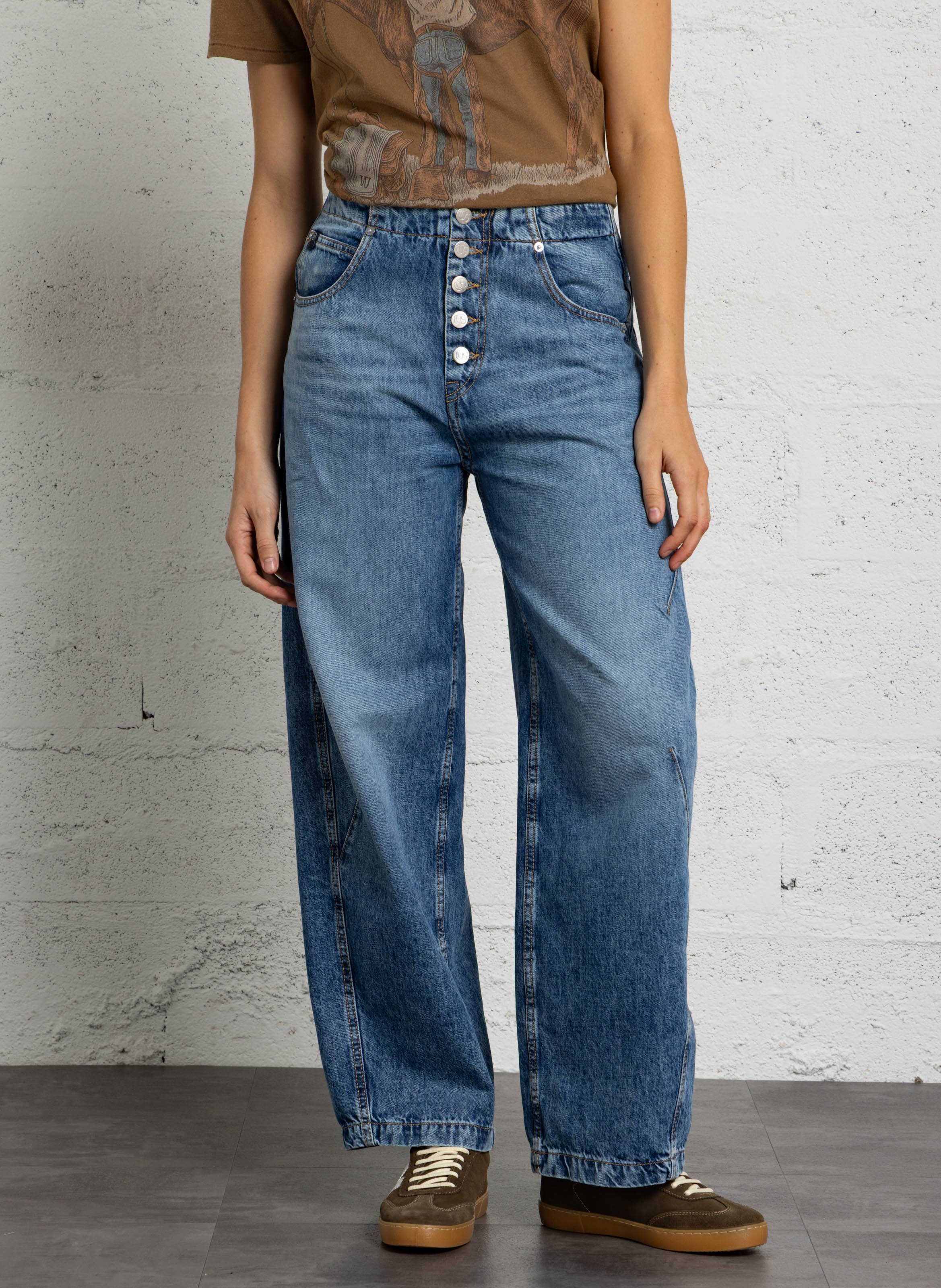 Weite Jeans, groß, Länge 34 LE TEMPS DES CERISES Blau