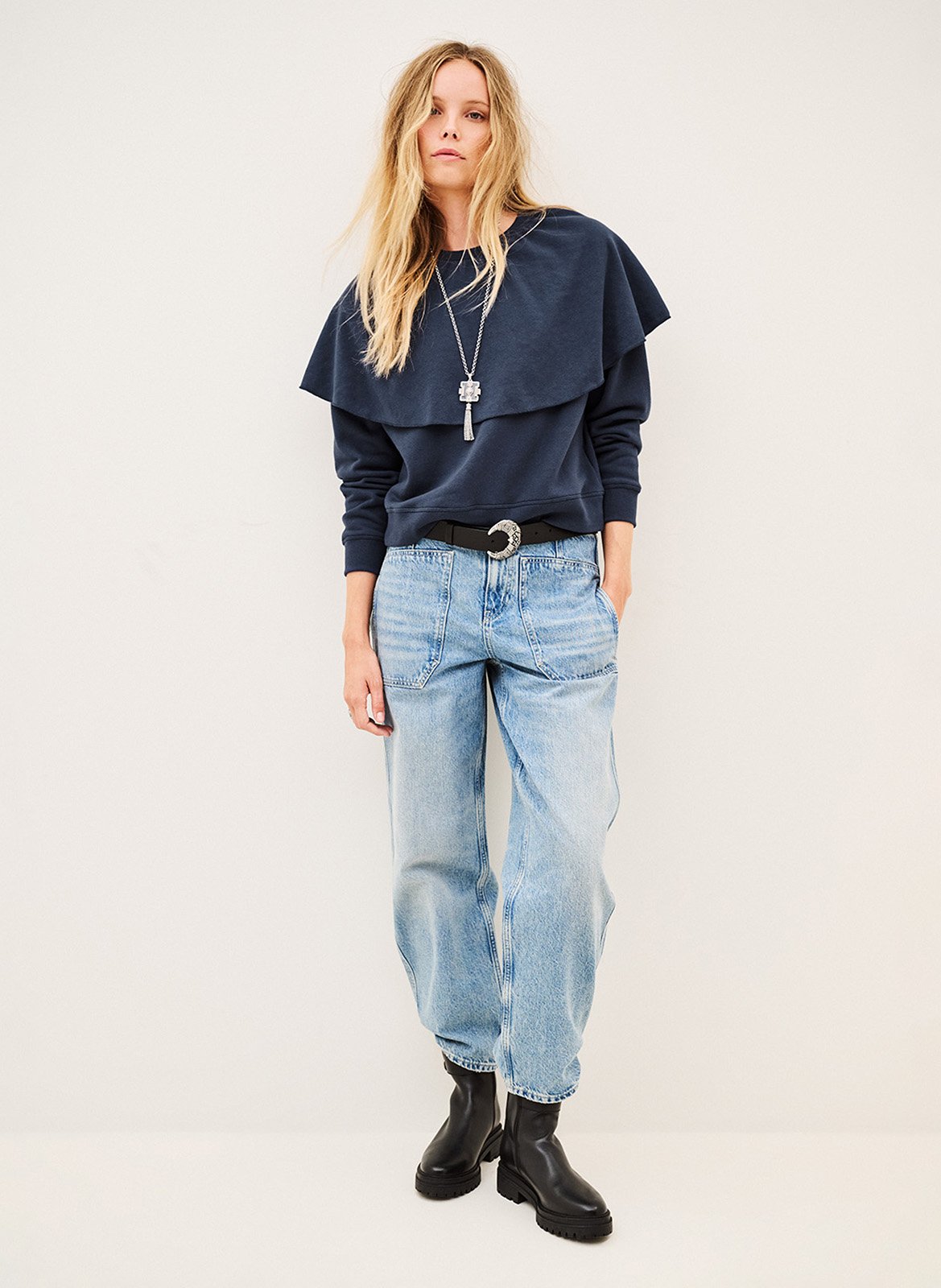 Straight cotton-blend sweater BA&SH Blue