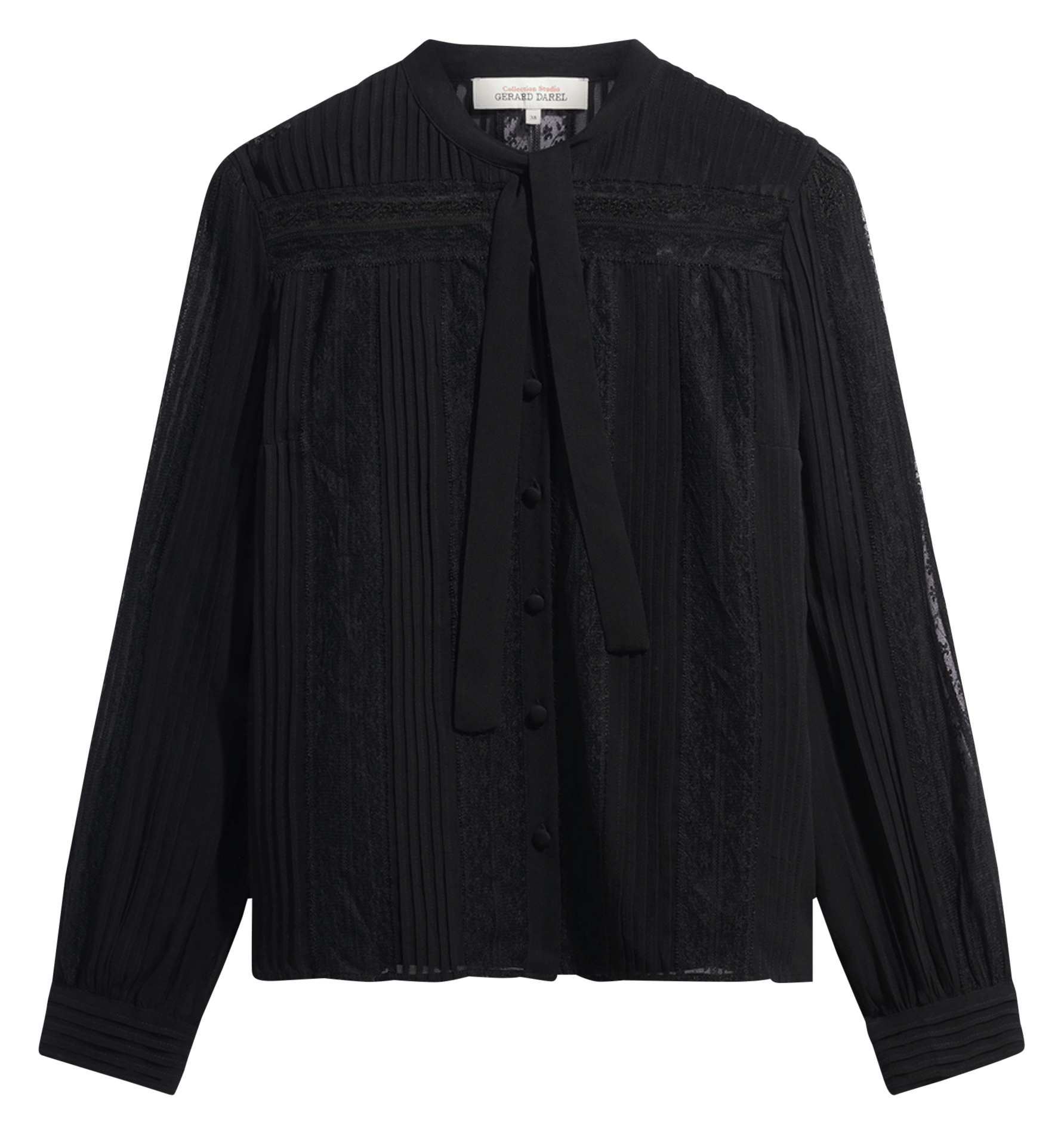 Loose-fitting lace lavallière collar blouse GERARD DAREL Black