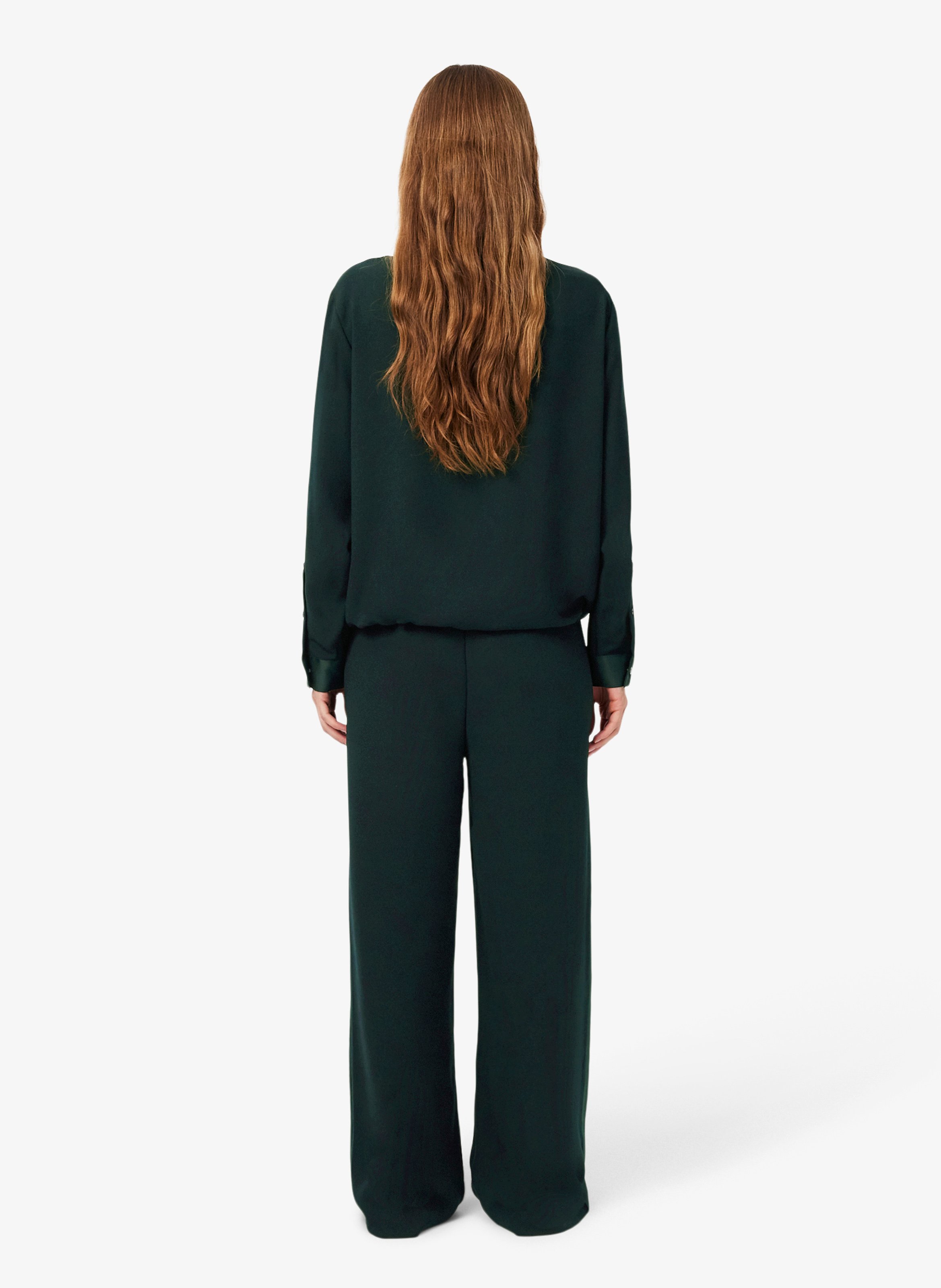 Wide-leg trousers with satin stripes LACOSTE Green
