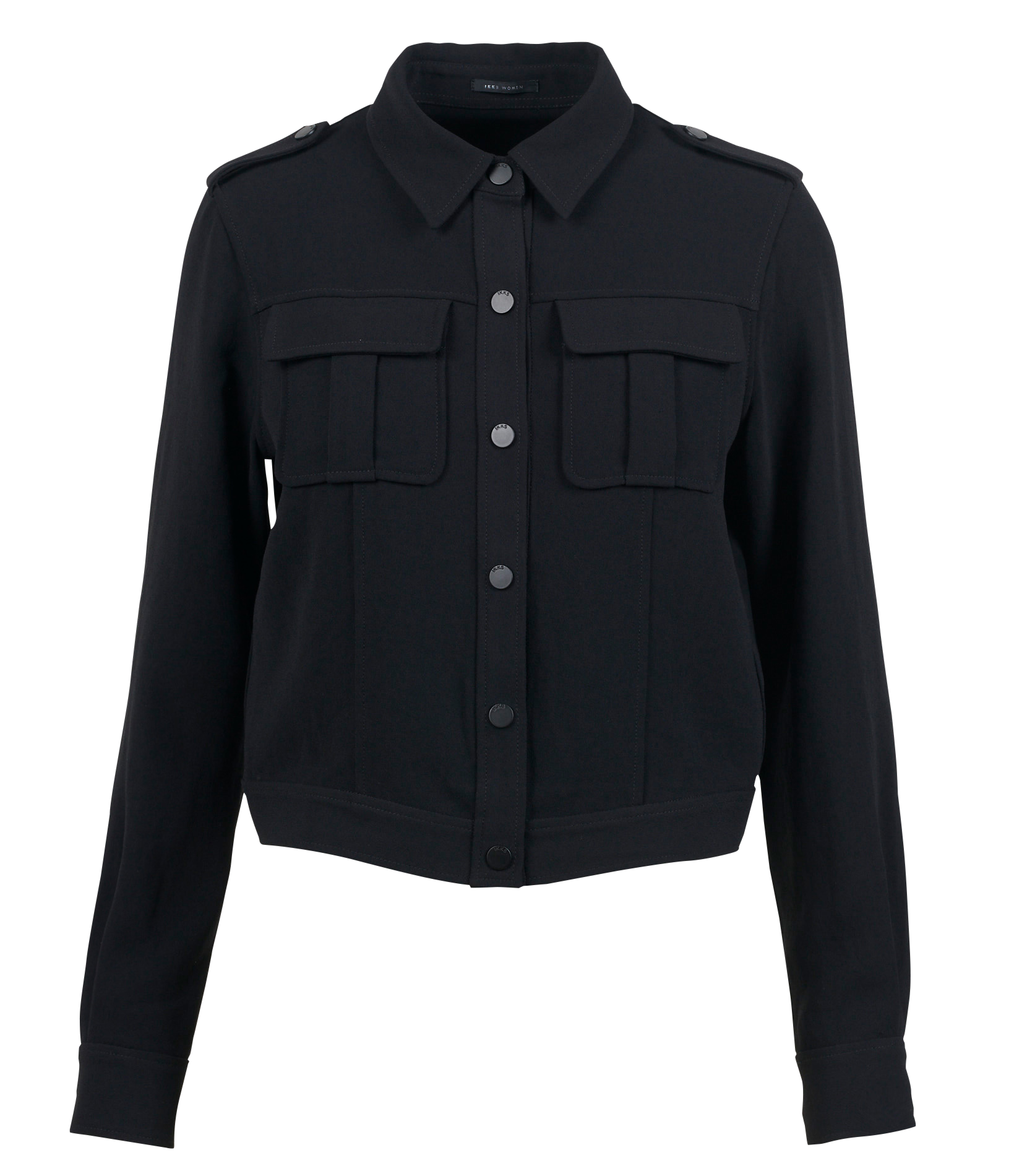 Chemise courte col classique en crêpe  IKKS Noir