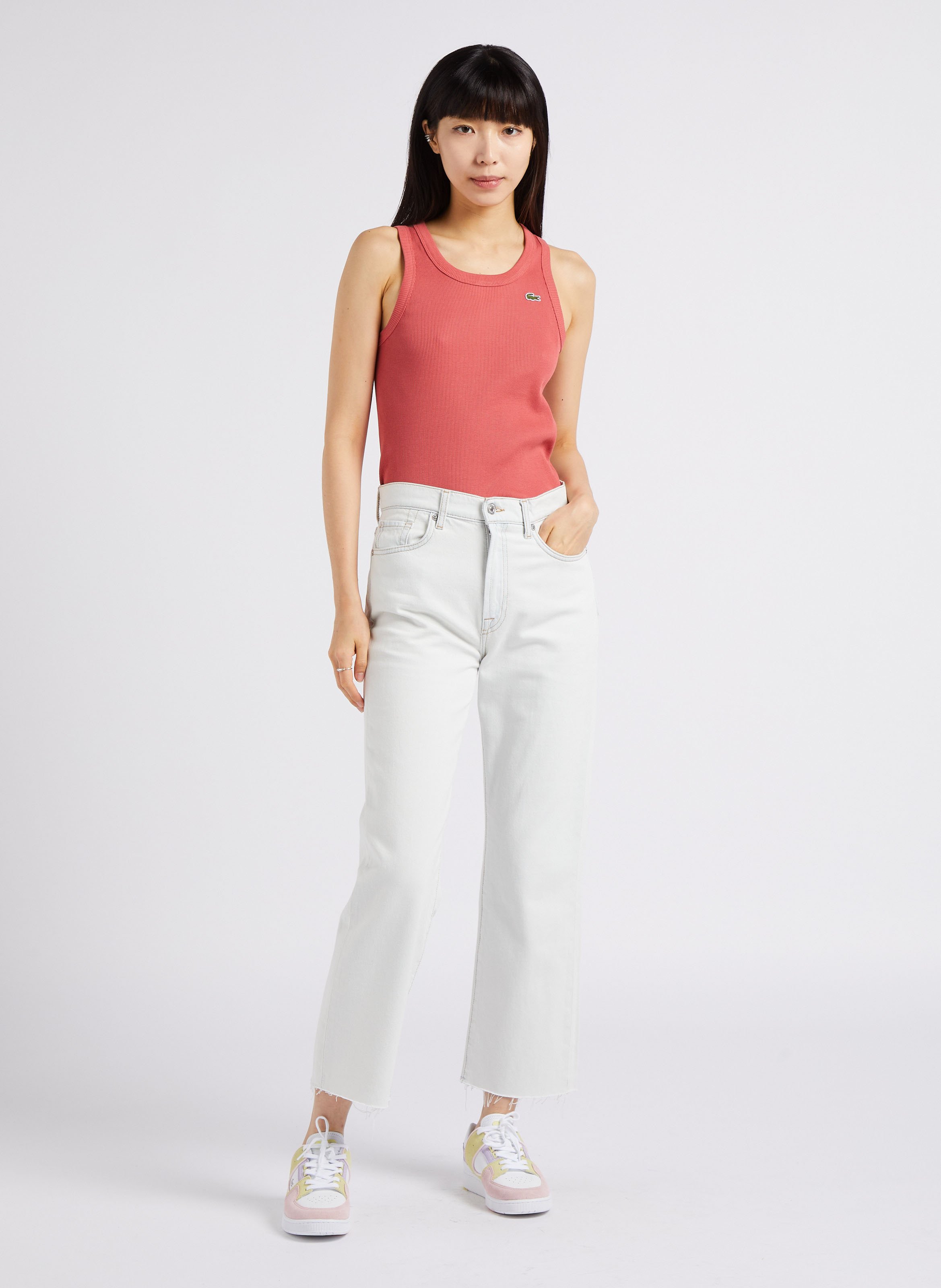 High-waisted straight-leg cotton jeans 7 FOR ALL MANKIND Blue