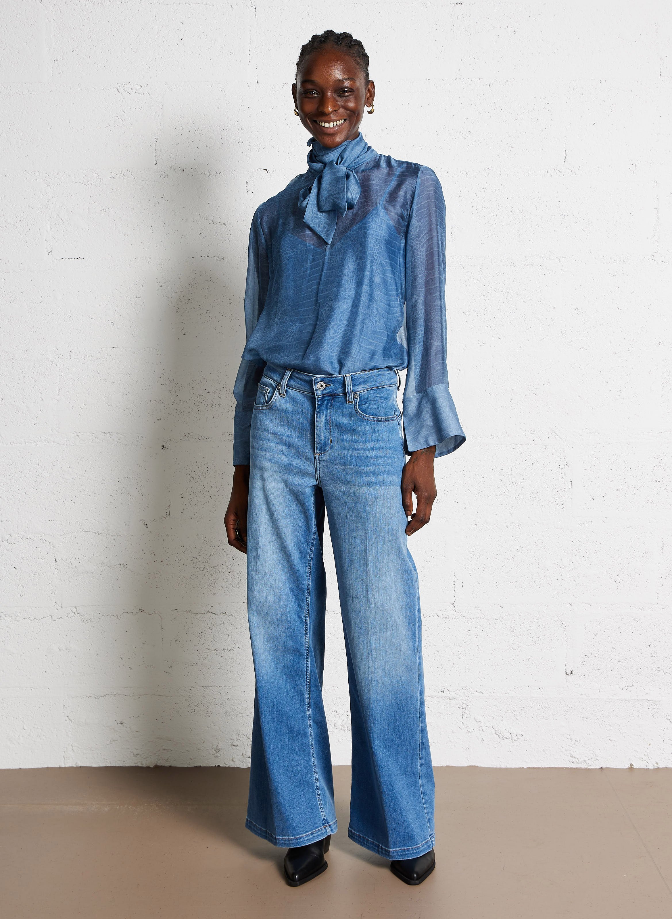 Flared jeans met hoge taille | katoenblend LIU JO Blauw