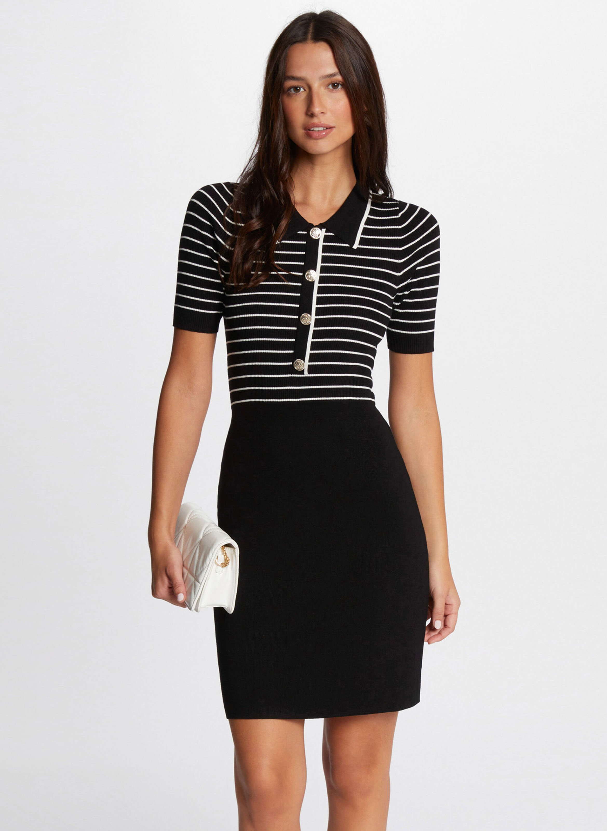 Robe ajustée courte à col polo MORGAN Noir