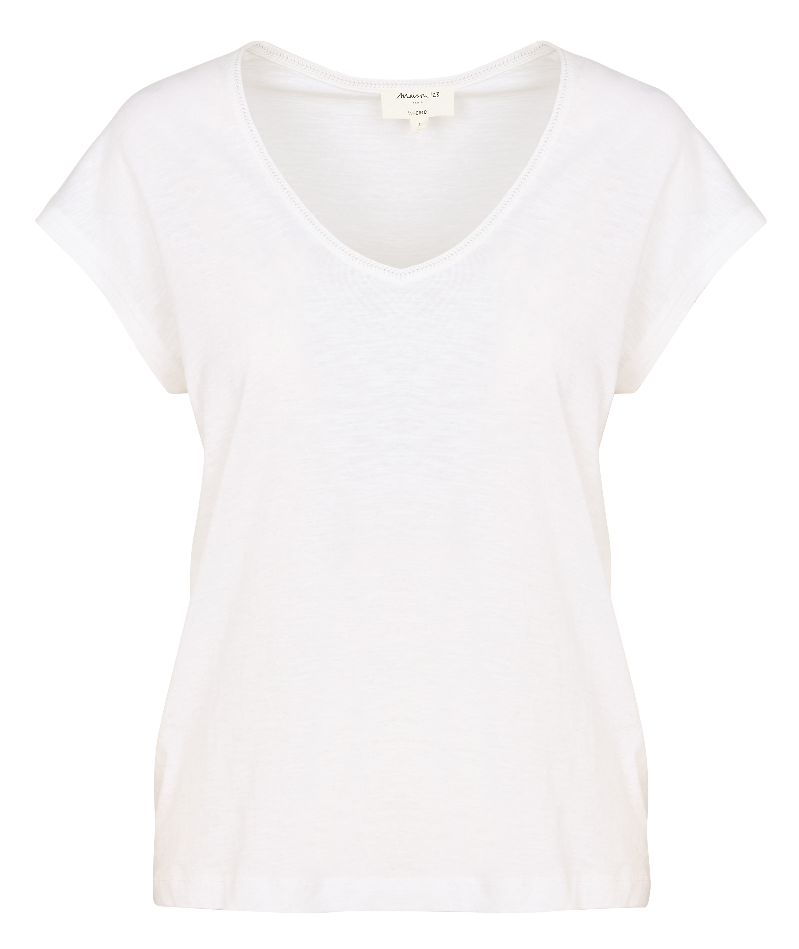 Straight cotton V-neck T-shirt MAISON 123 White