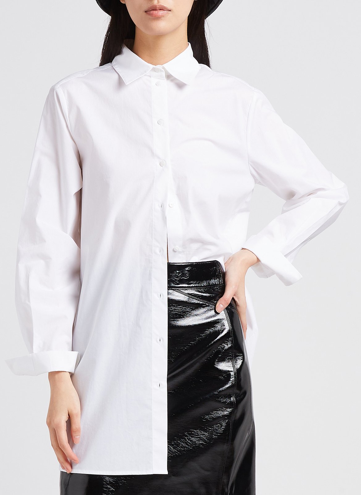 Cotton shirt with classic collar KARL LAGERFELD White