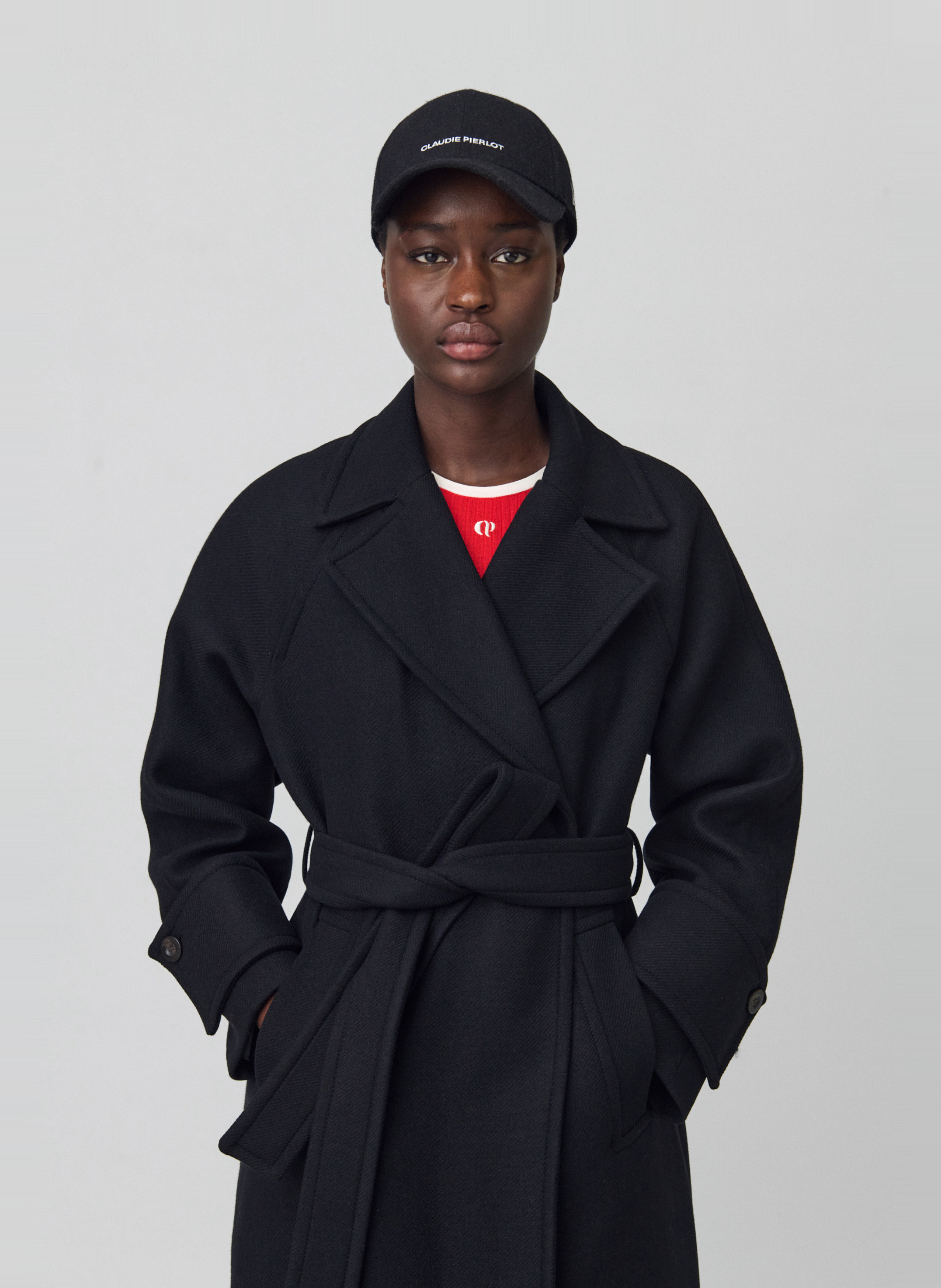 Manteau col tailleur en laine mélangée  CLAUDIE PIERLOT Noir