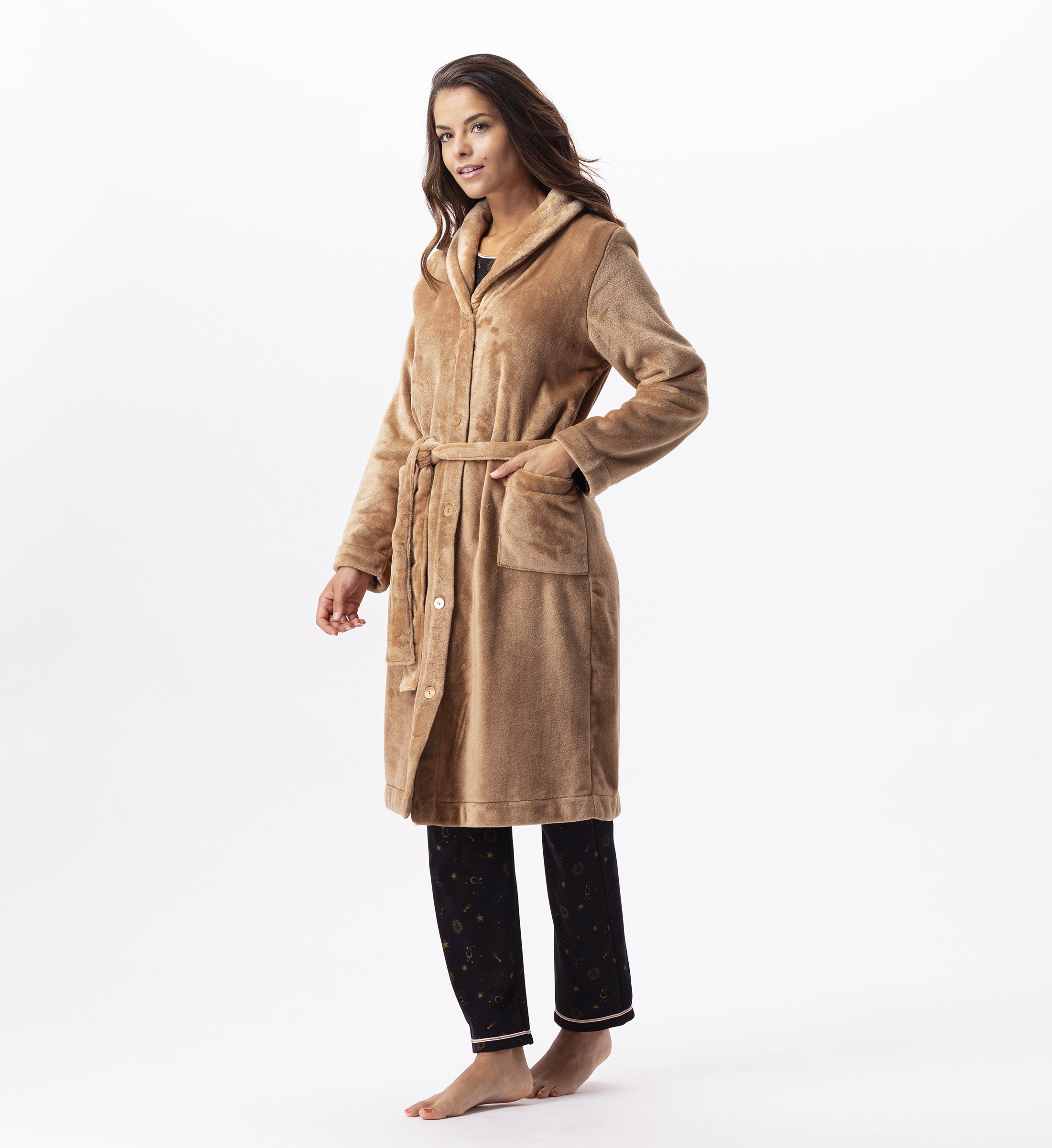 Plush flannel robe LE CHAT Brown